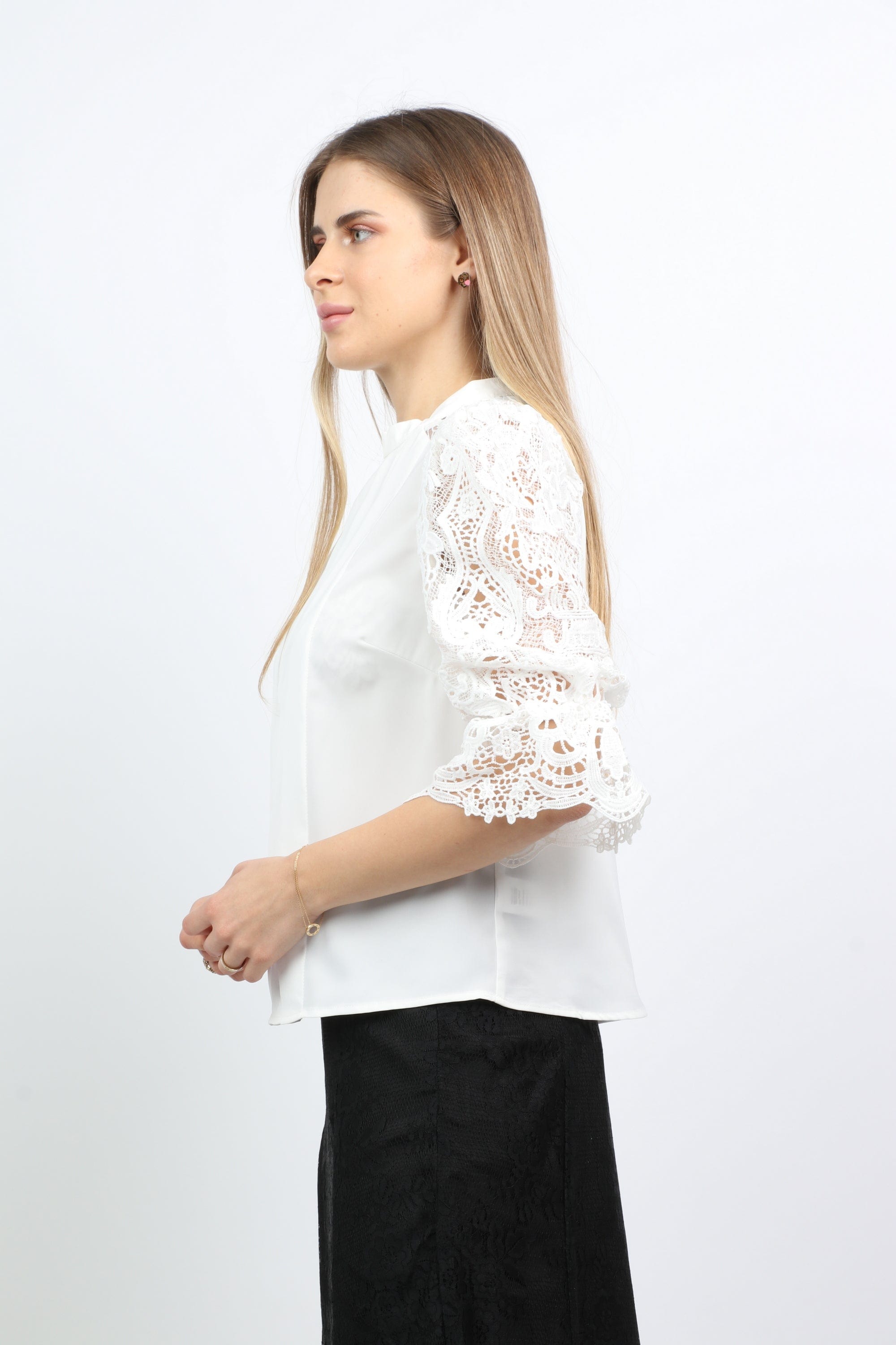 نتشي بلوزة كلوش 3/4 كم دانتيل نسائي