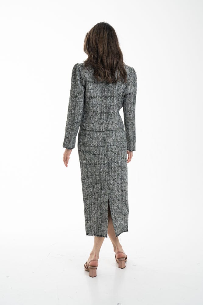 نتشي تنورة ميدي نسائية رسمية بفتحة من الخلف أخضر