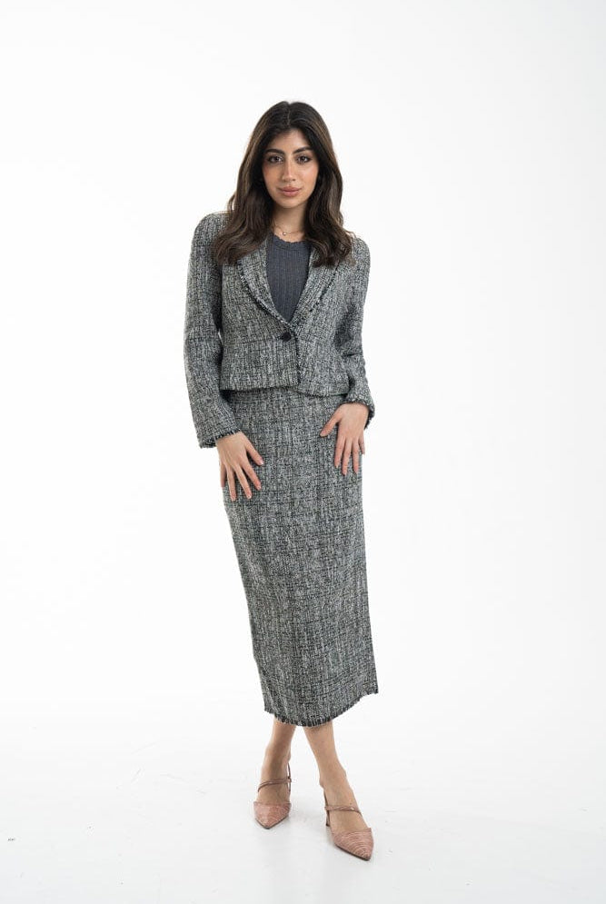 نتشي تنورة ميدي نسائية رسمية بفتحة من الخلف أخضر