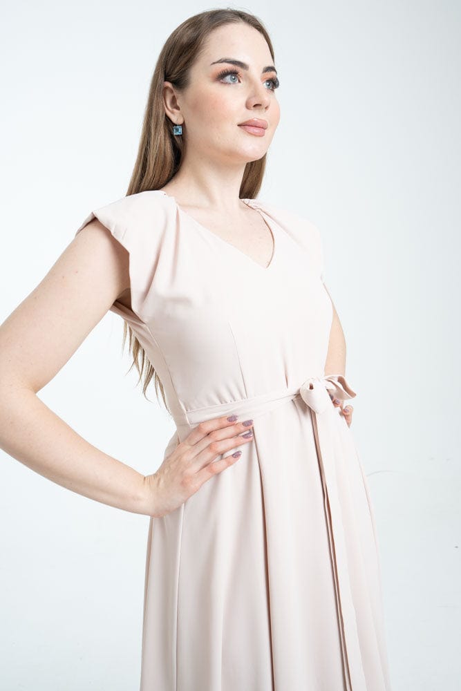 نتشي فستان ميدي بدون أكمام بحزام على الخصر