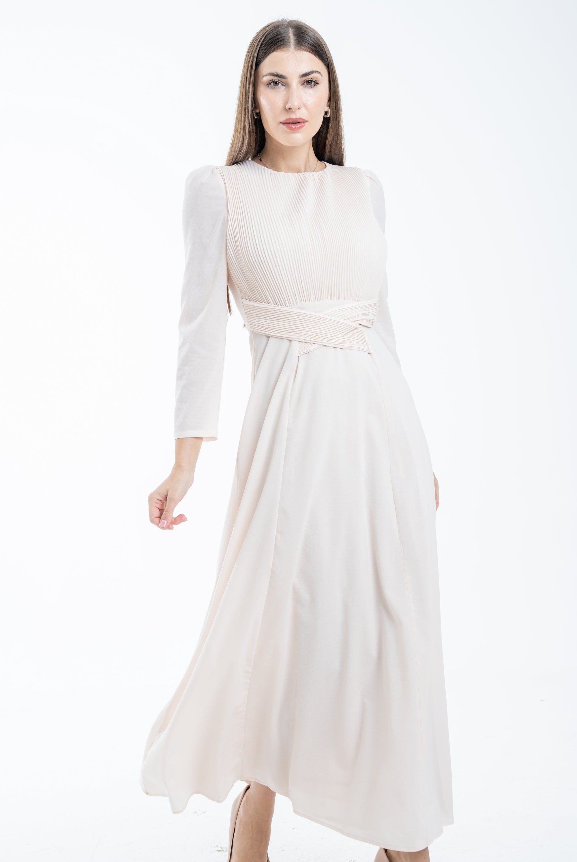 نتشي فستان نسائي ماكسي بحزام على الخصر