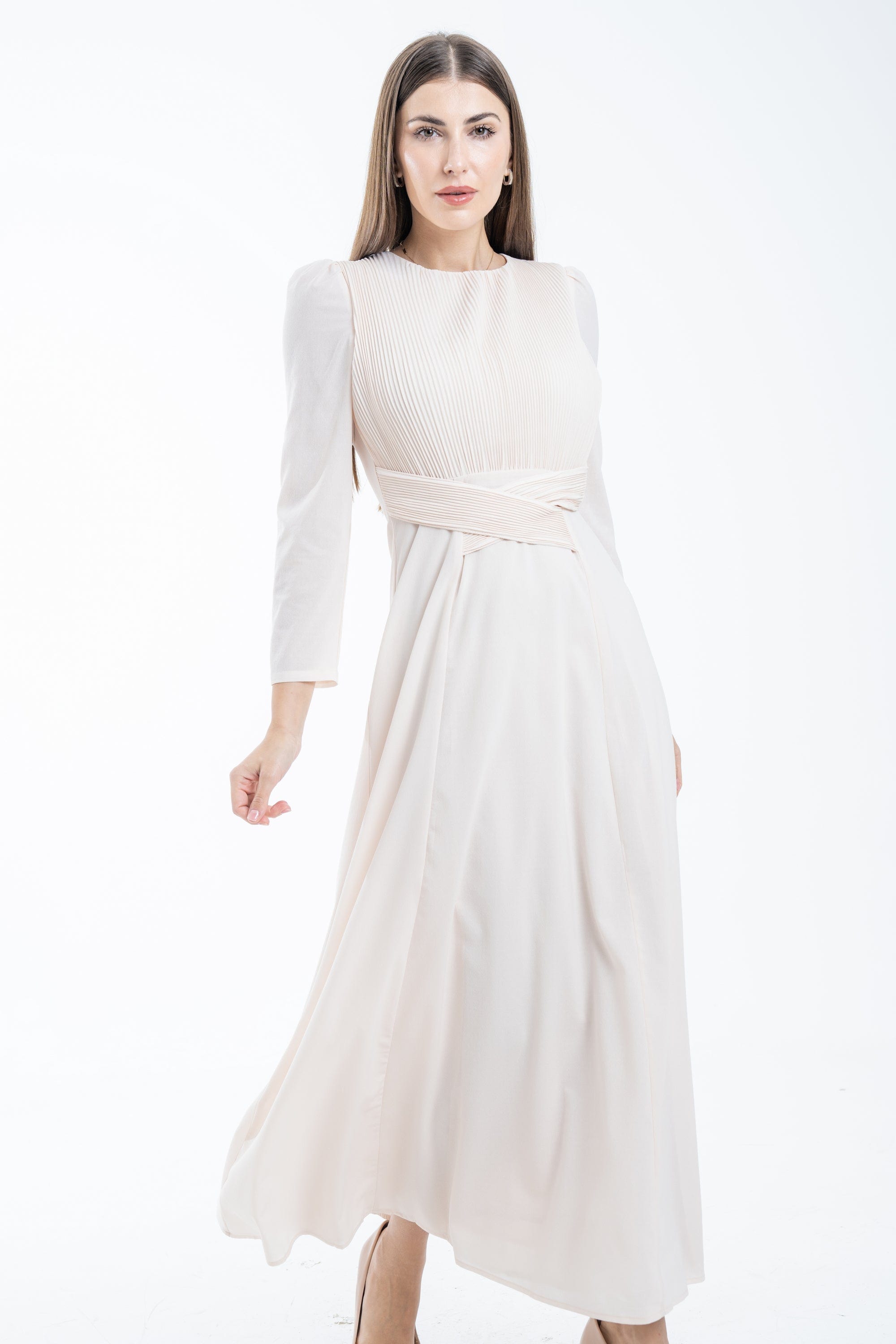 نتشي فستان نسائي ماكسي بحزام على الخصر