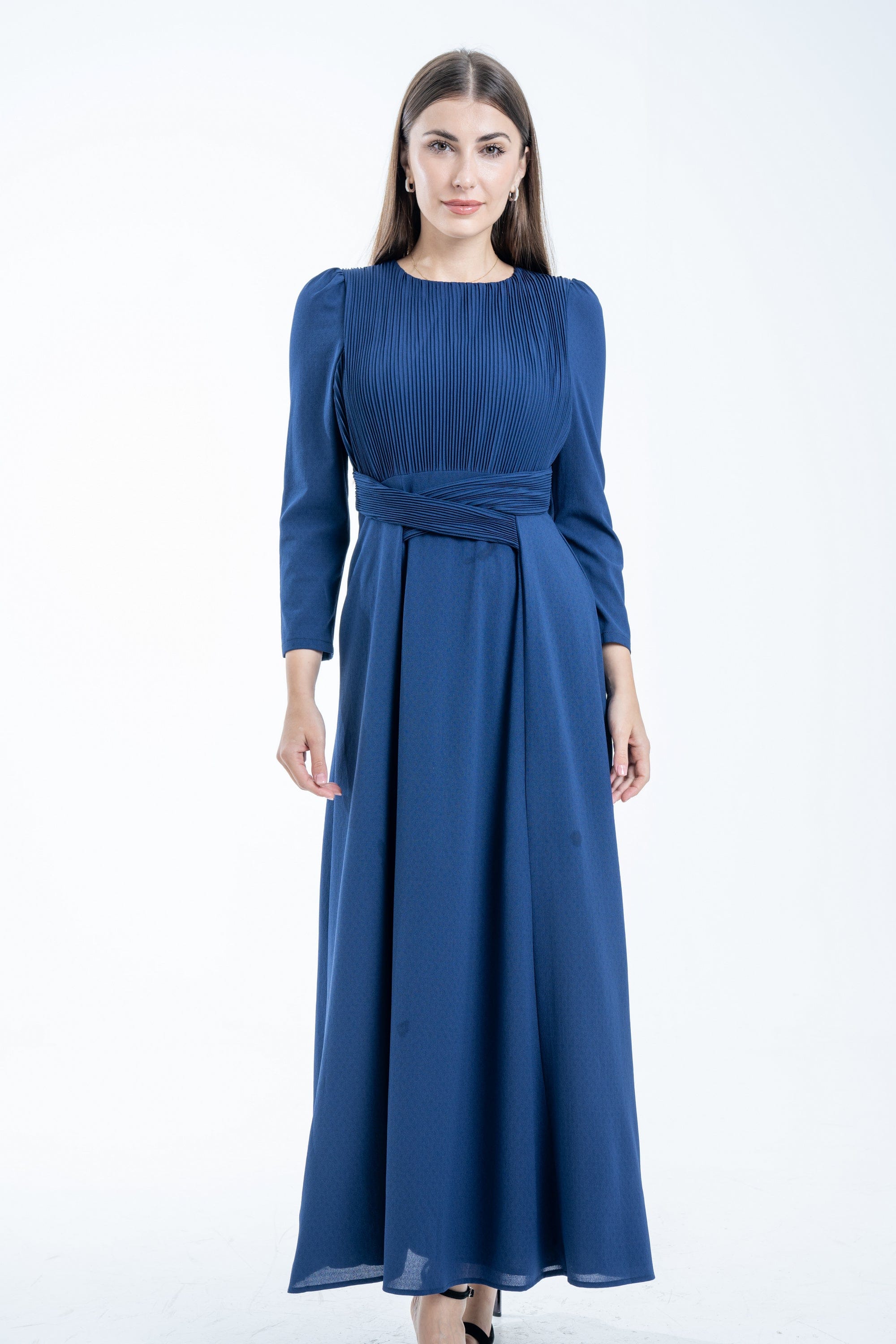 نتشي فستان نسائي ماكسي بحزام على الخصر