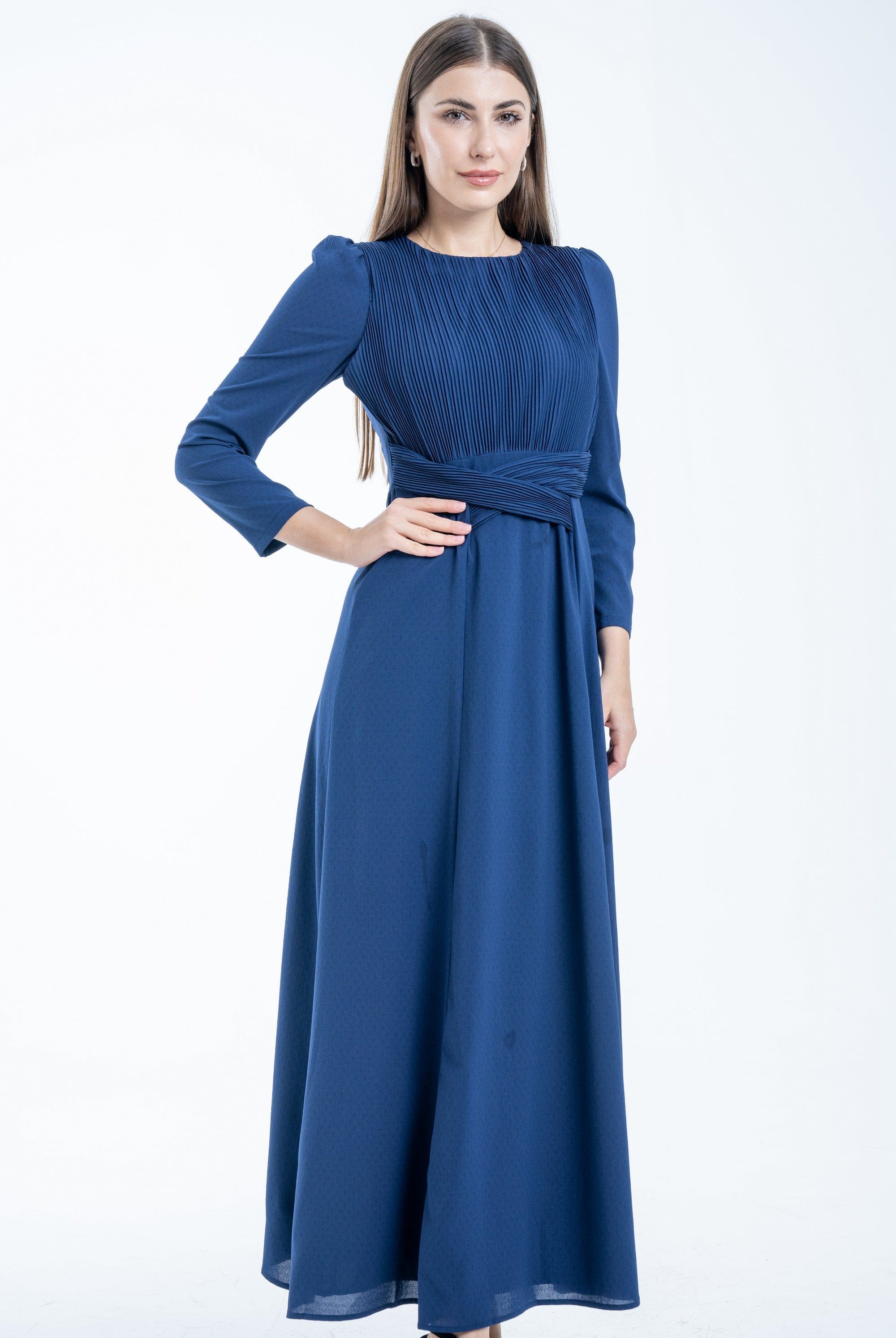 نتشي فستان نسائي ماكسي بحزام على الخصر