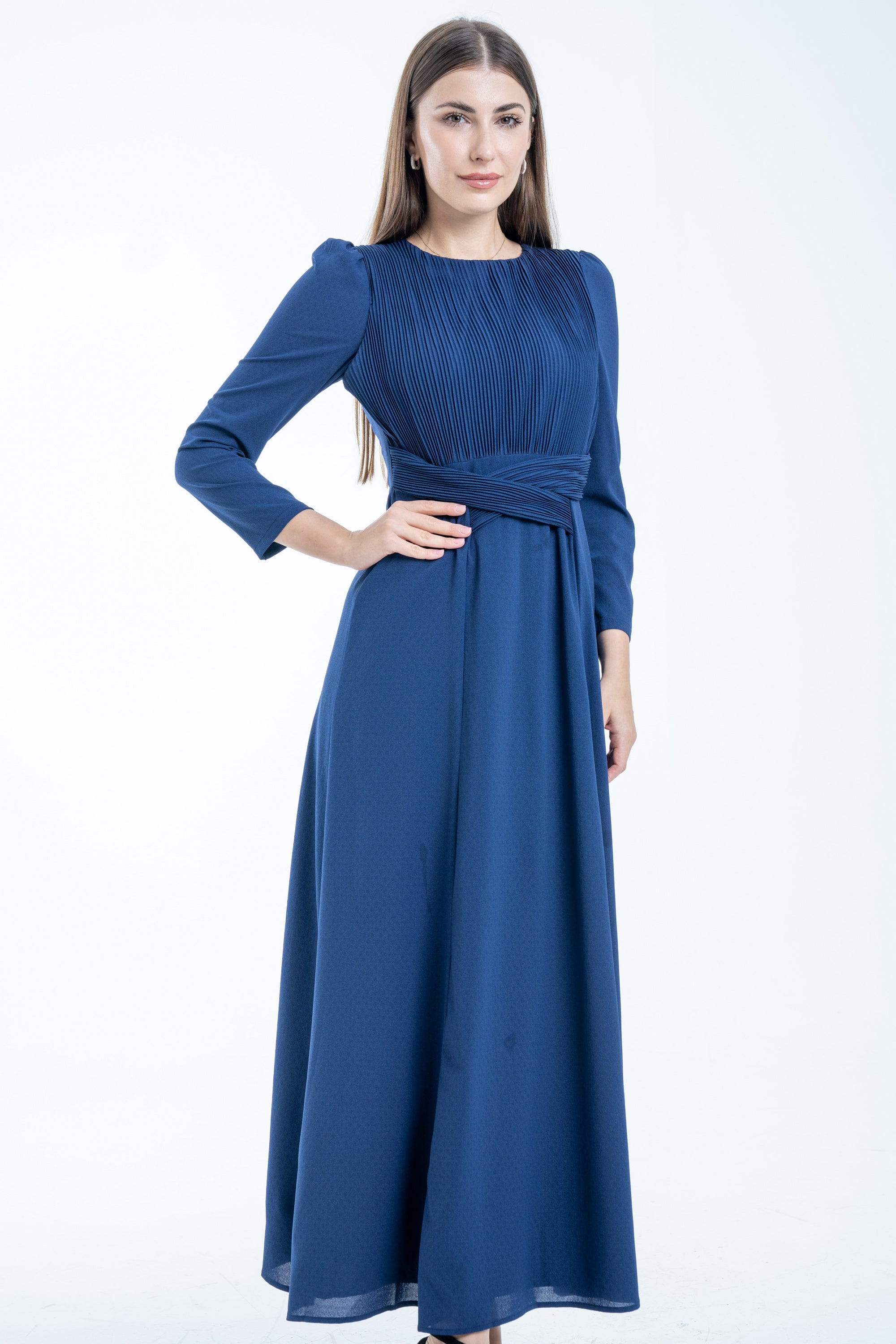 نتشي فستان نسائي ماكسي بحزام على الخصر