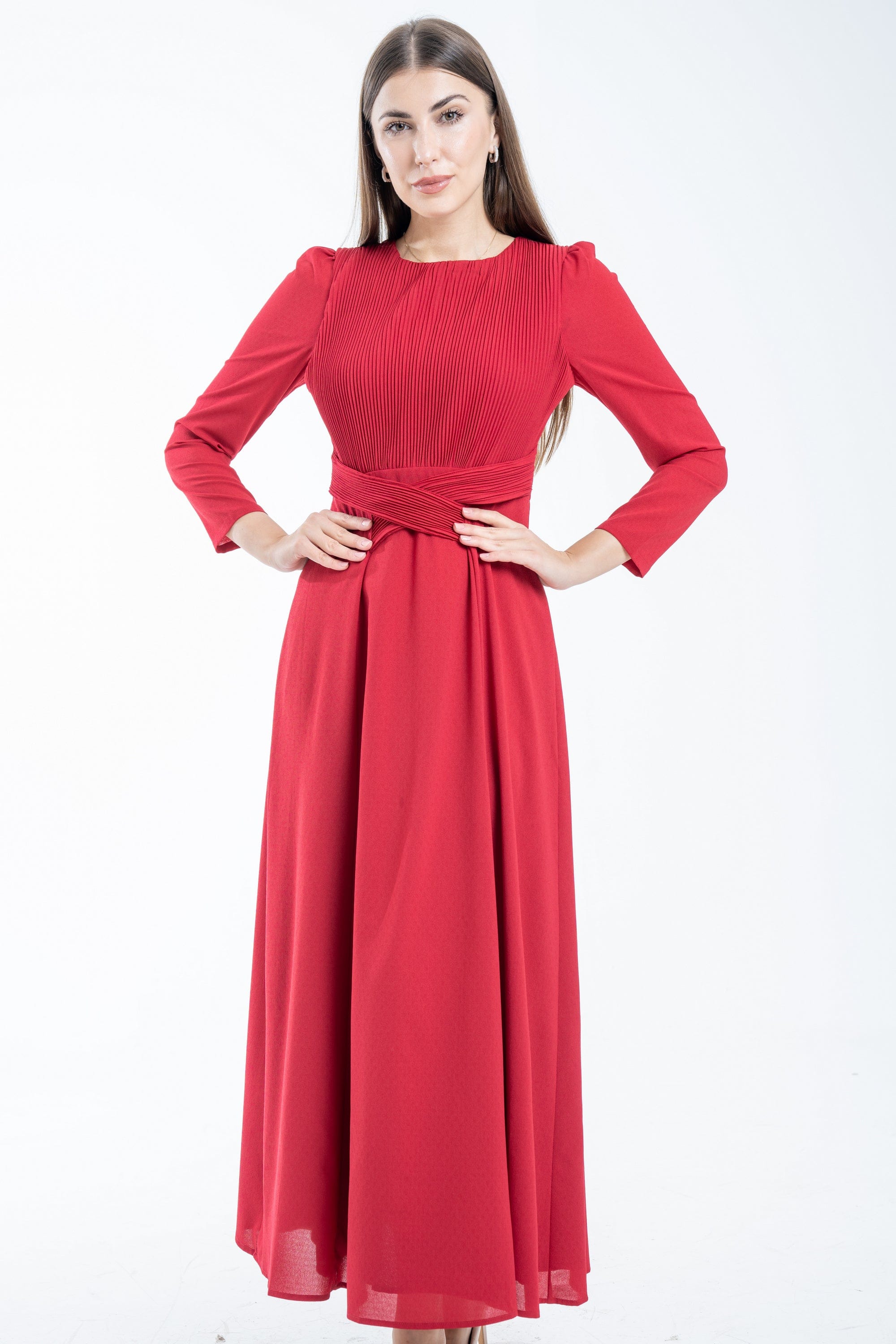 نتشي فستان نسائي ماكسي بحزام على الخصر