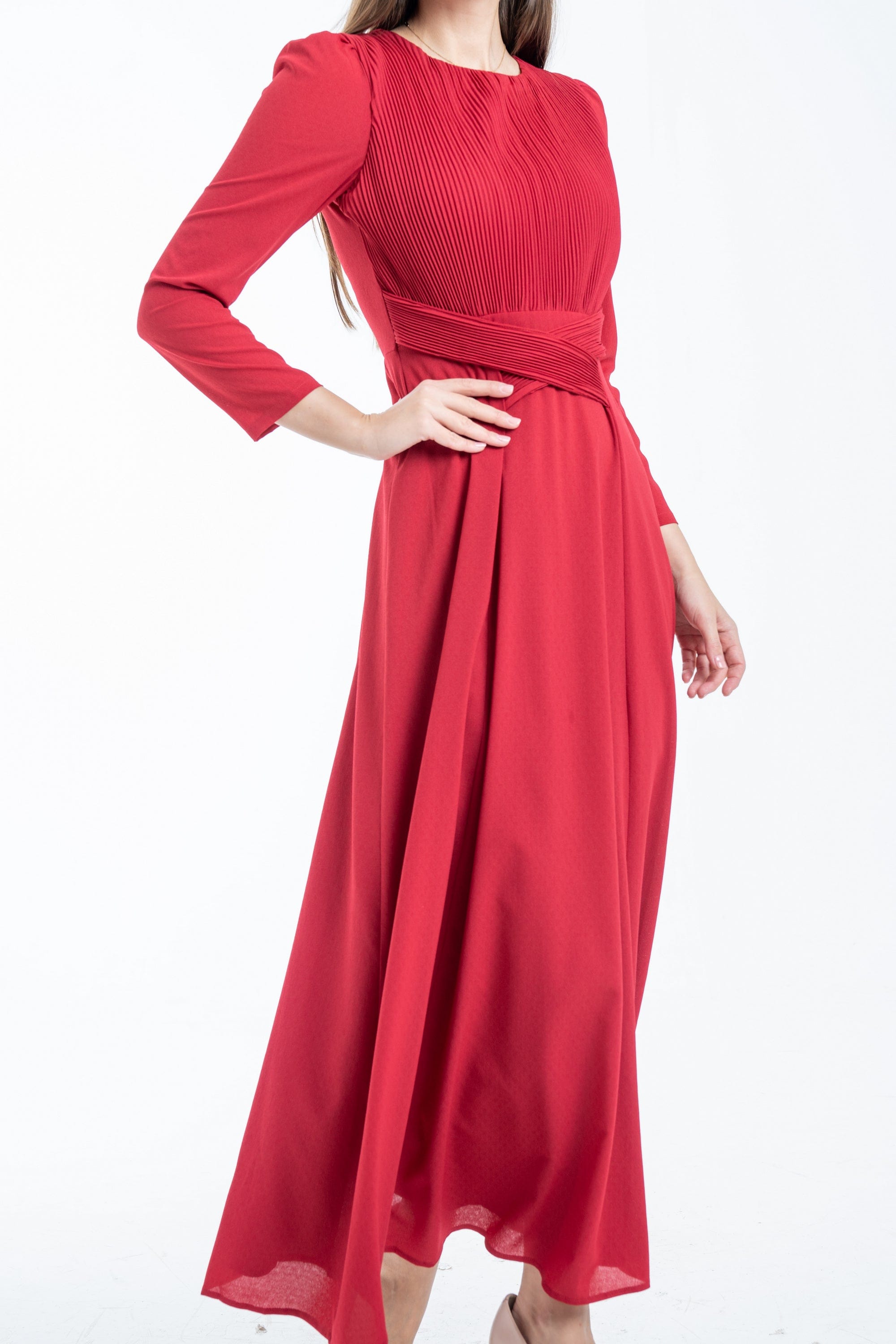 نتشي فستان نسائي ماكسي بحزام على الخصر