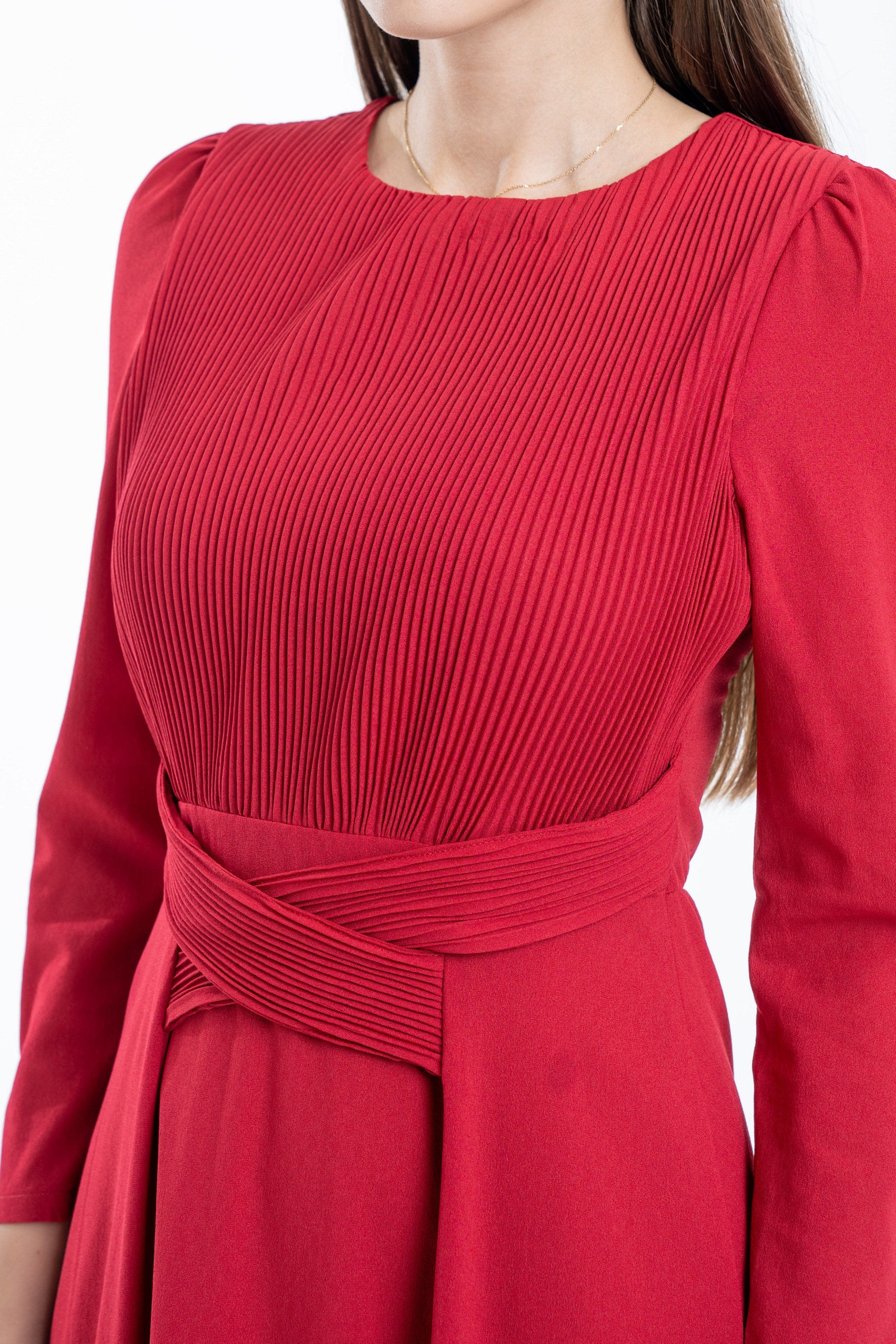 نتشي فستان نسائي ماكسي بحزام على الخصر