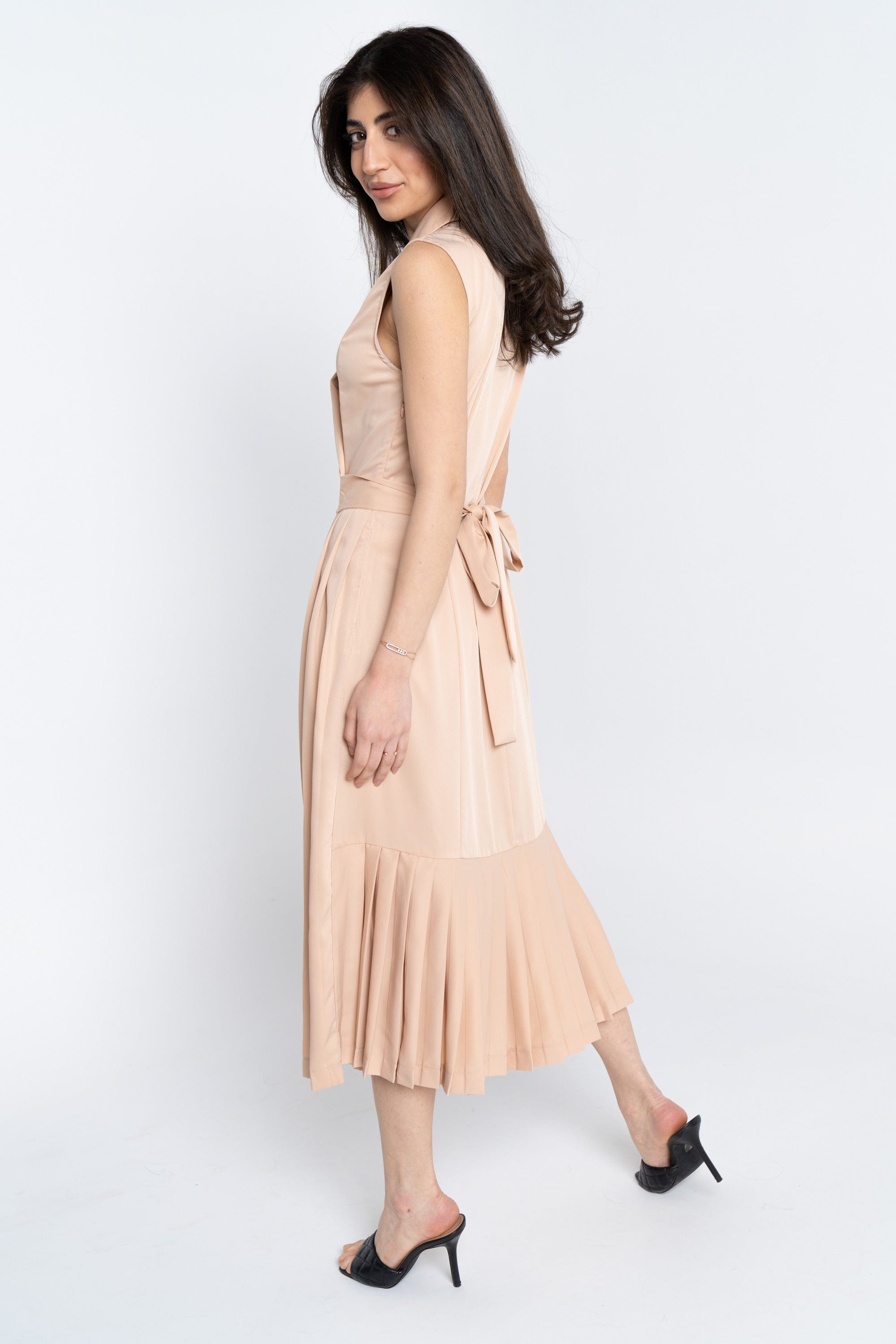 نتشي فستان نسائي ميدي رسمي لف