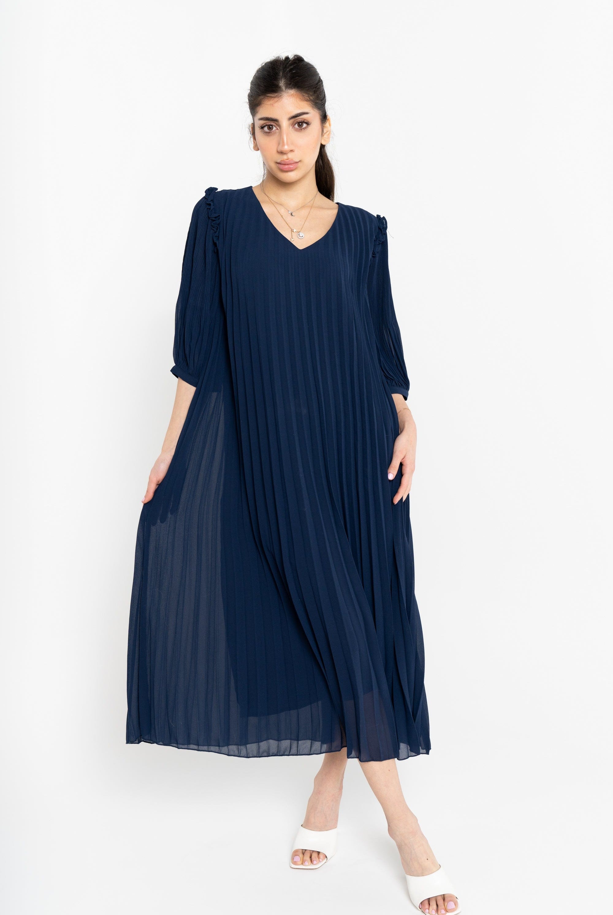 نتشي فستان ميدي 3/4 كم بليسيه نسائي