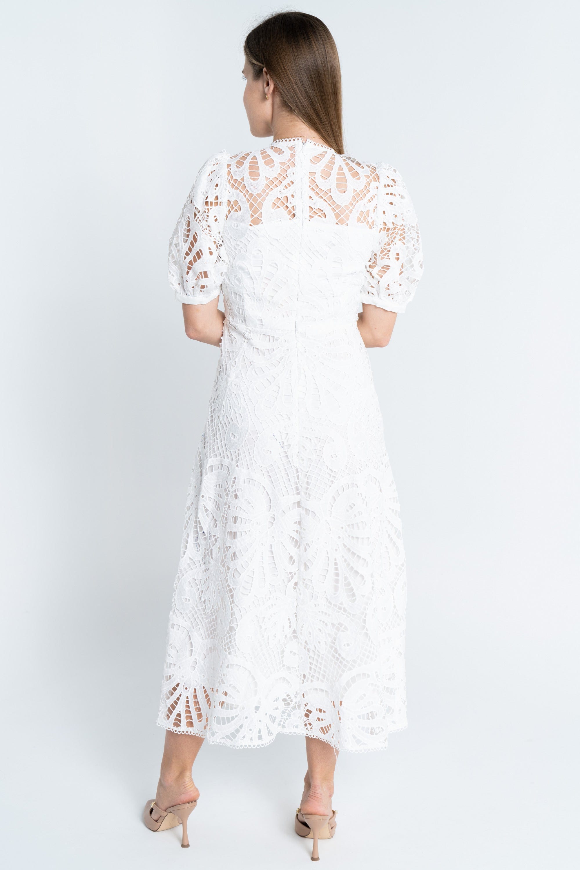 نتشي فستان ميدي مخرم نص كم بف نسائي