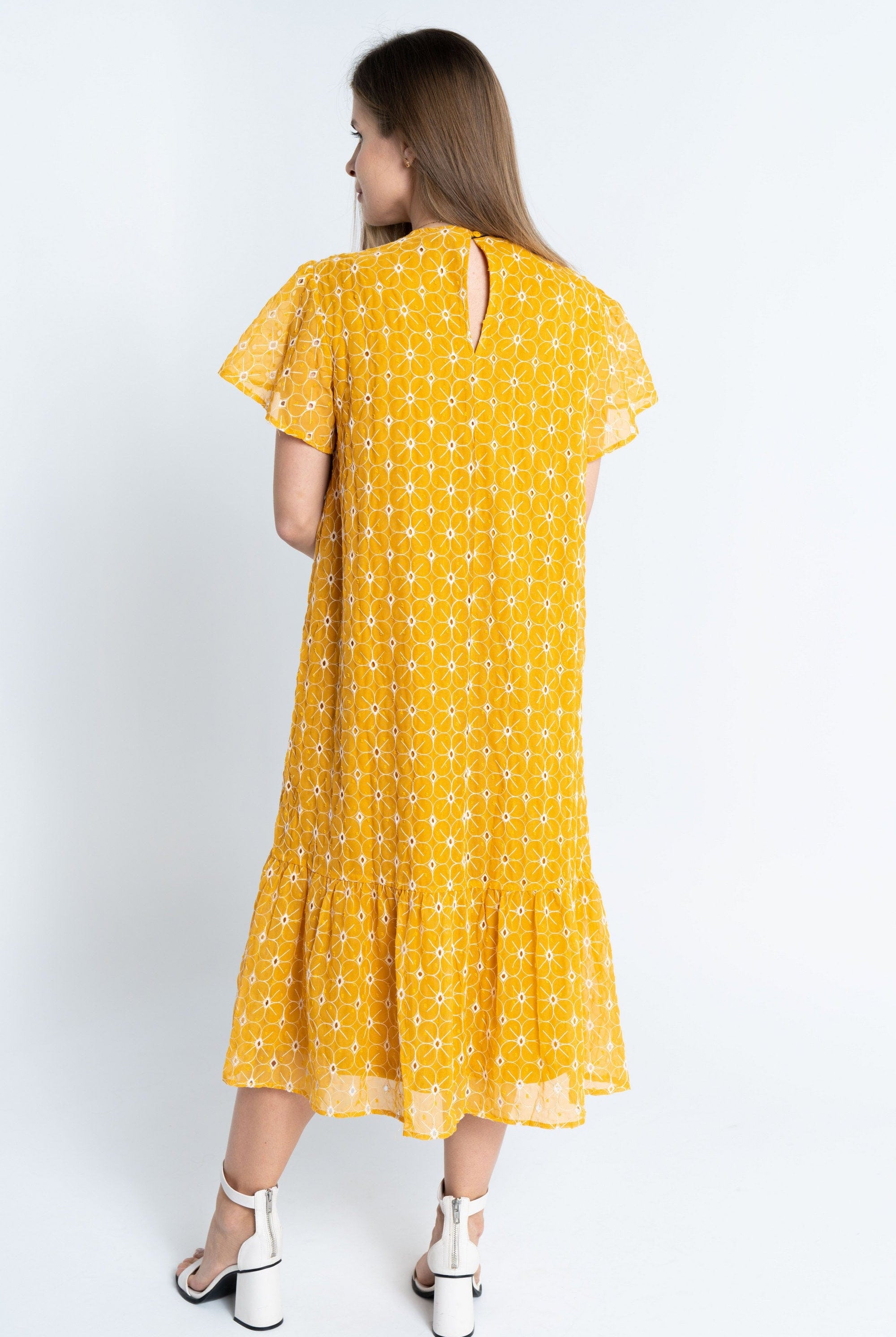 نتشي فستان مورد كم قصير مفتوح ميدي نسائي