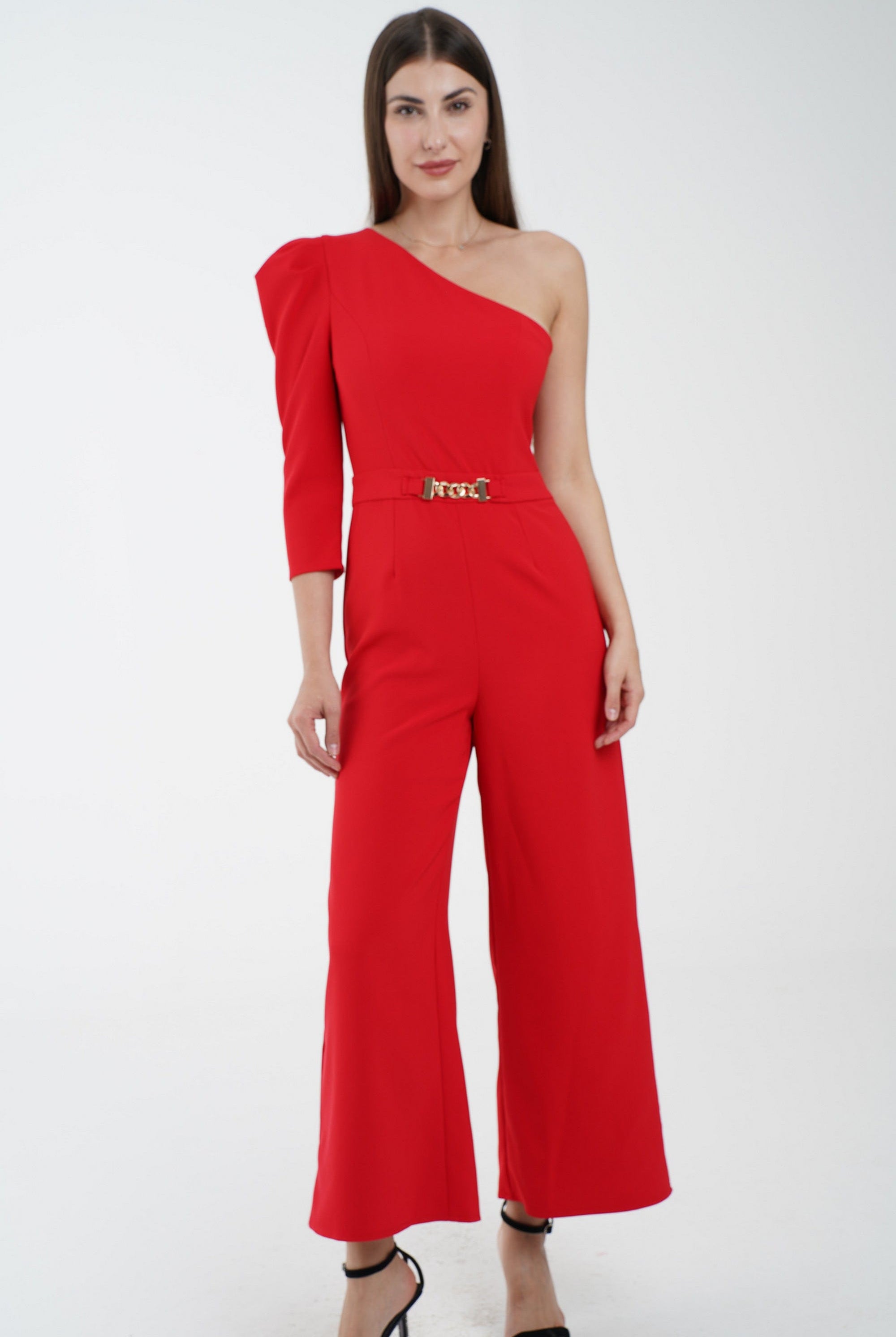 نتشي جمبسوت كتف وكتف بحزام أمامي أحمر قرمزي