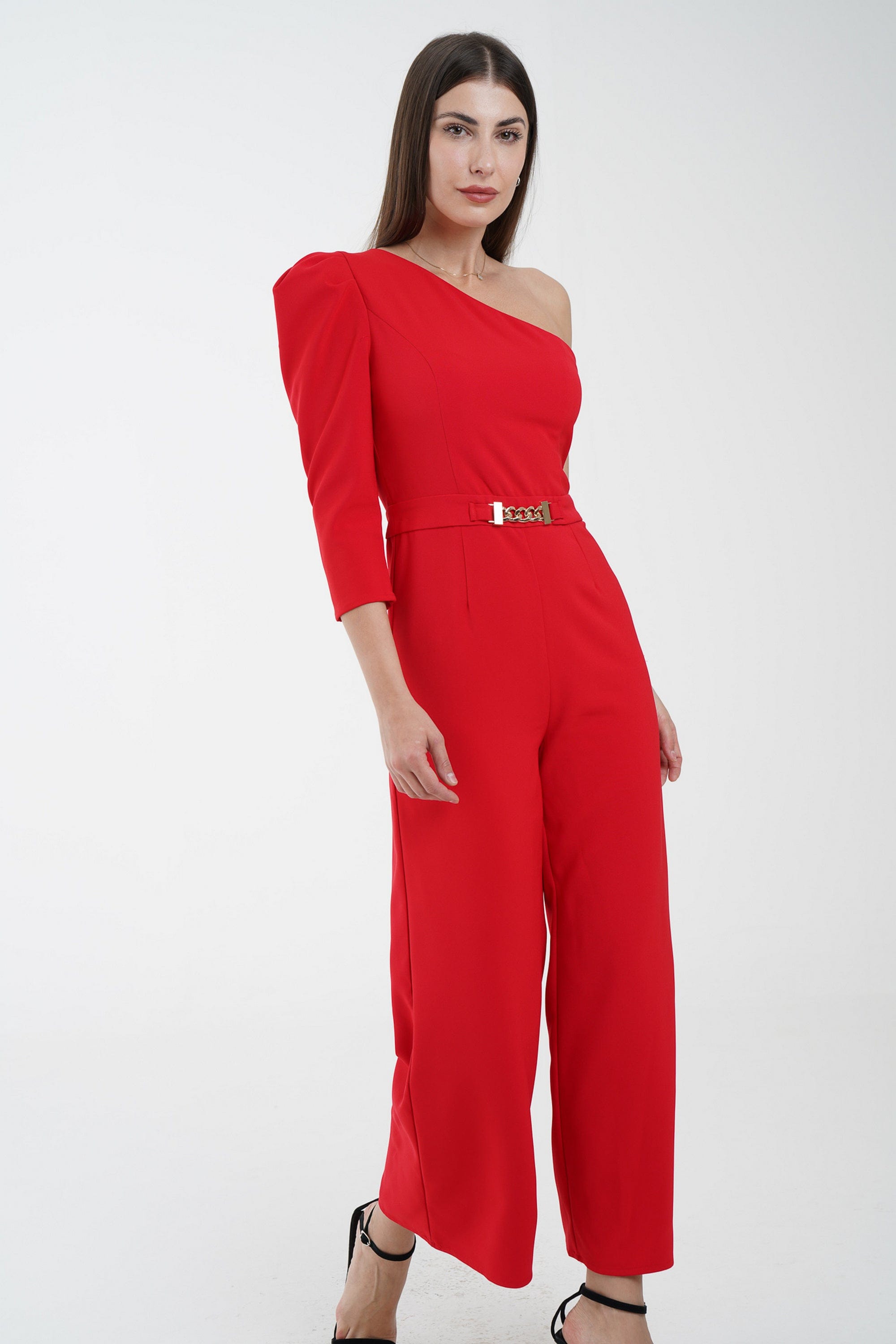 نتشي جمبسوت كتف وكتف بحزام أمامي أحمر قرمزي