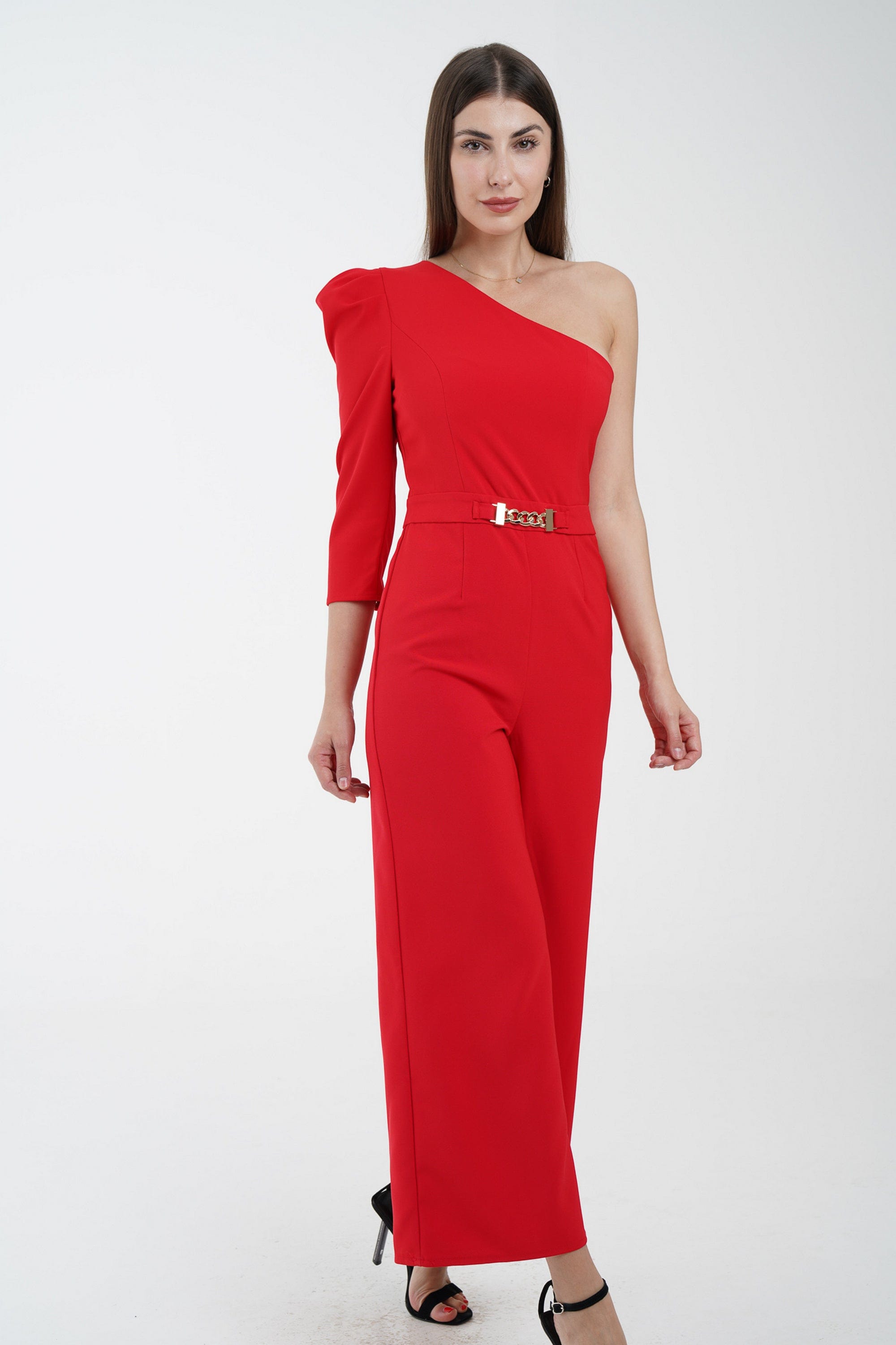 نتشي جمبسوت كتف وكتف بحزام أمامي أحمر قرمزي