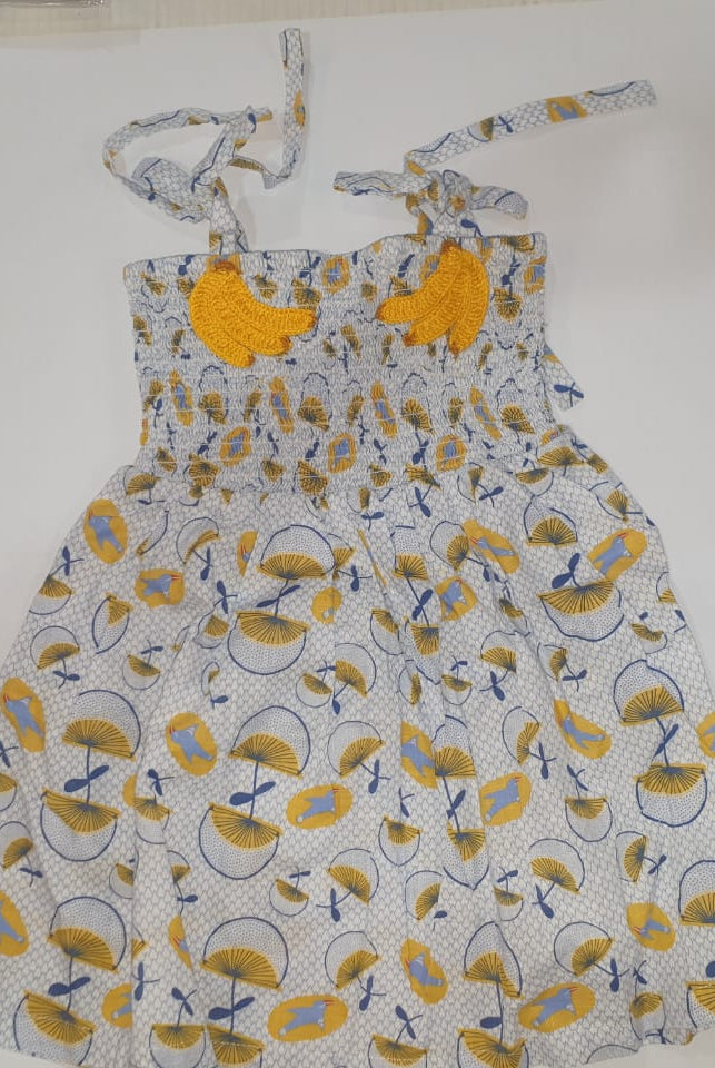 جينجرسنابس فستان بناتي منقوش بحمالات رفيعة أزرق