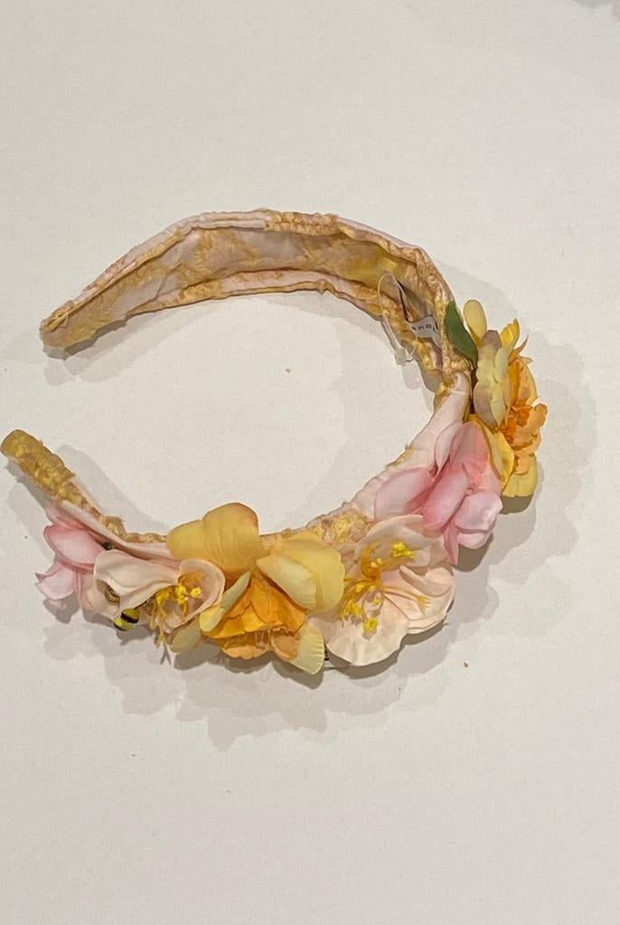 جينجرسنابس ربطة رأس بناتي مزين بالورود بناتي أصفر