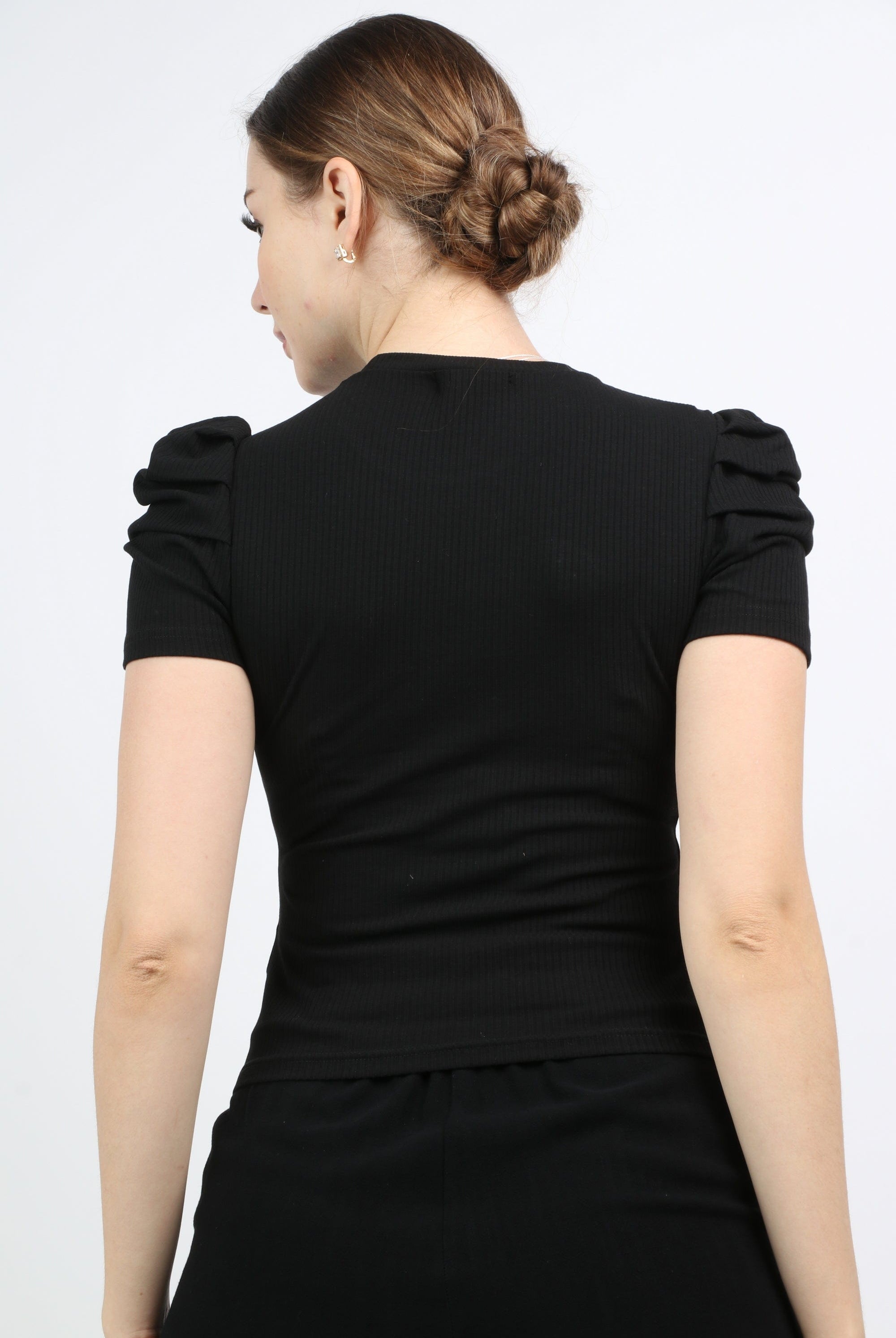 نتشي بلوزة قطن سادة كم قصير نسائي