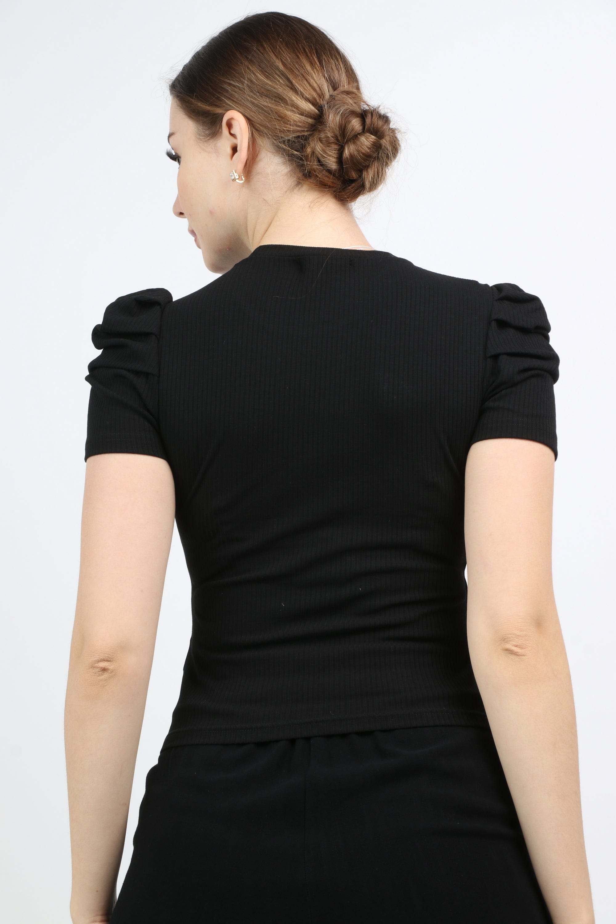 نتشي بلوزة قطن سادة كم قصير نسائي