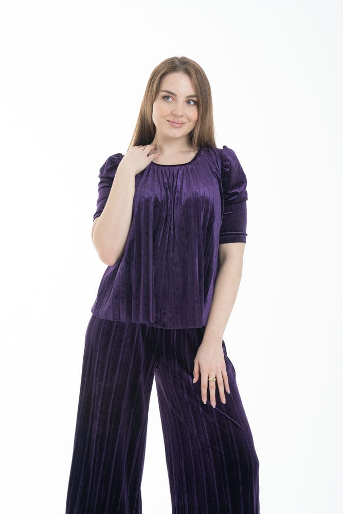 نتشي بلوزة نسائية طويلة بياقة دائرية نص كم