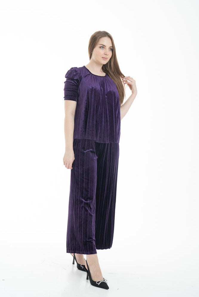 نتشي بلوزة نسائية طويلة بياقة دائرية نص كم