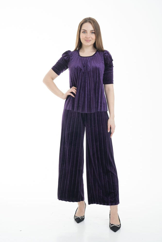 نتشي بنطلون واسع مخطط بالطول نسائي أسود