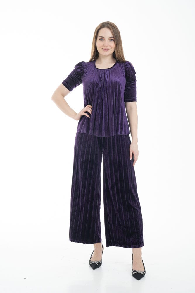 نتشي بنطلون واسع مخطط بالطول نسائي أسود