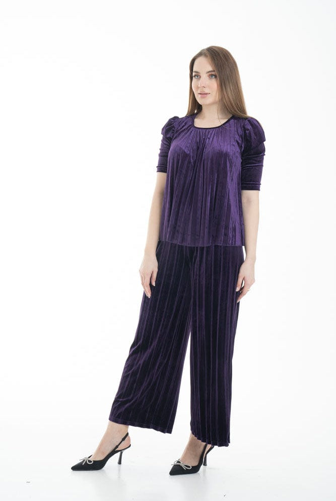 نتشي بنطلون واسع مخطط بالطول نسائي أسود