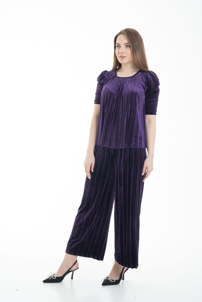 نتشي بنطلون واسع مخطط بالطول نسائي أسود