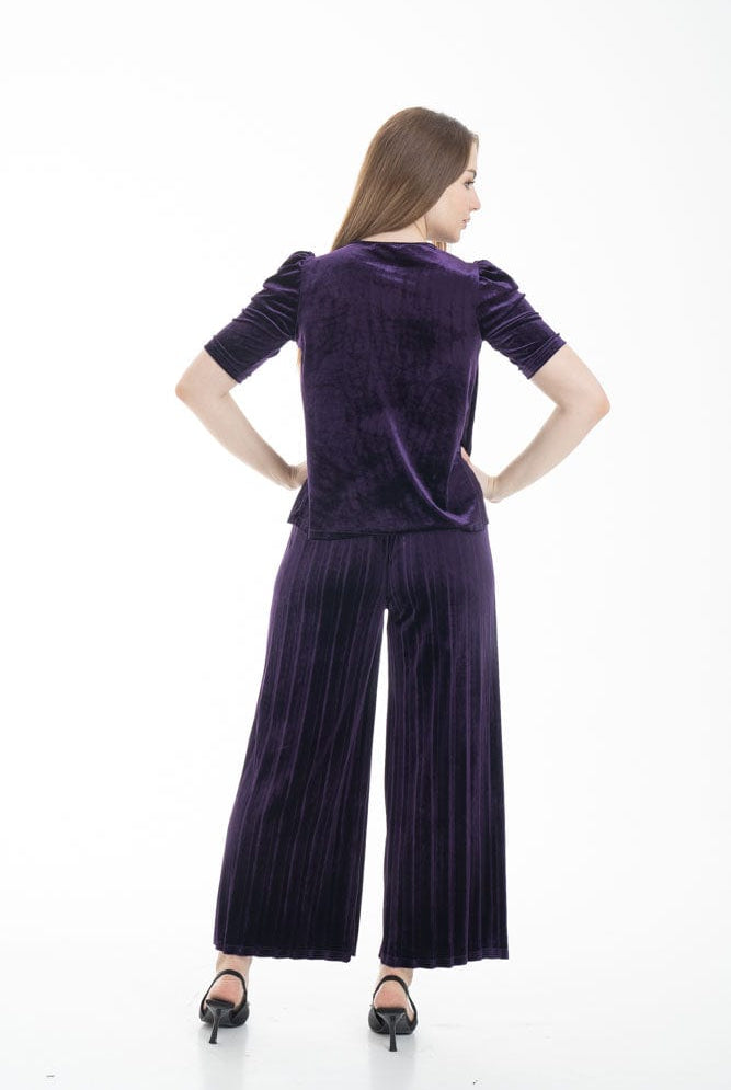 نتشي بنطلون واسع مخطط بالطول نسائي أسود