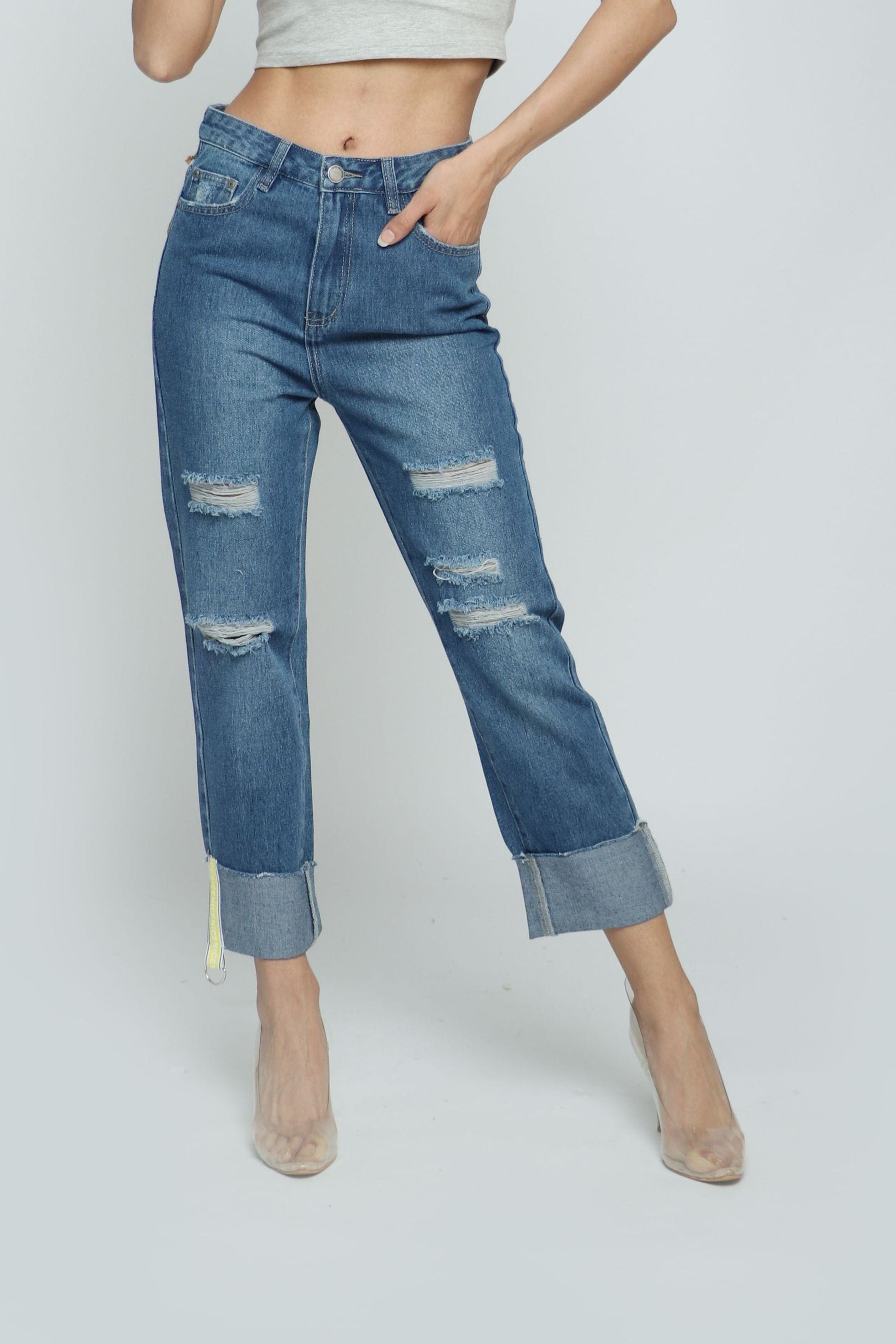 كيتشن بنطلون مقطع هاي ويست بجيوب وسحاب وزرار أمامي نسائي