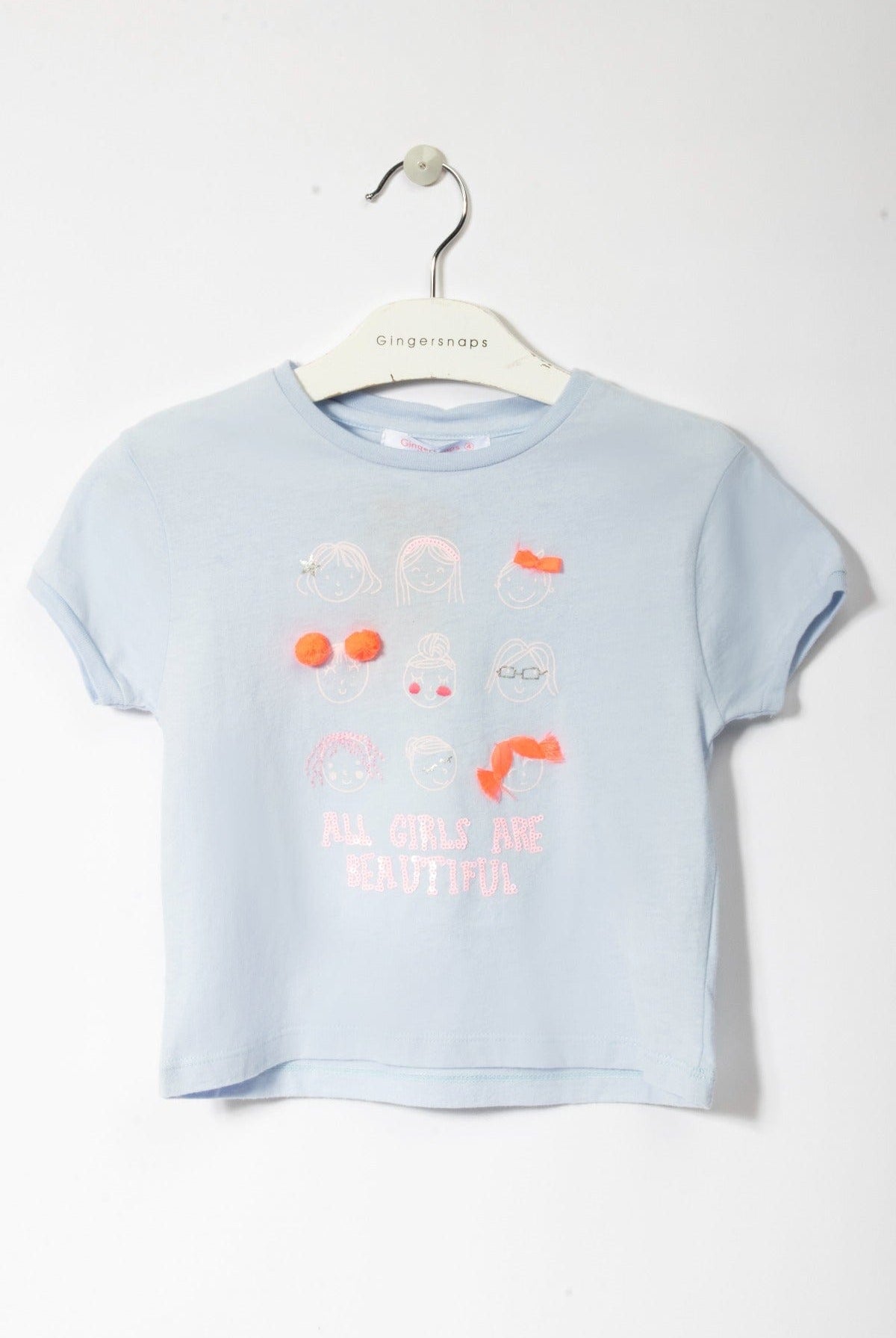 جينجرسنابس تيشيرت مطرز بالخيط كم قصير بناتي أرجواني