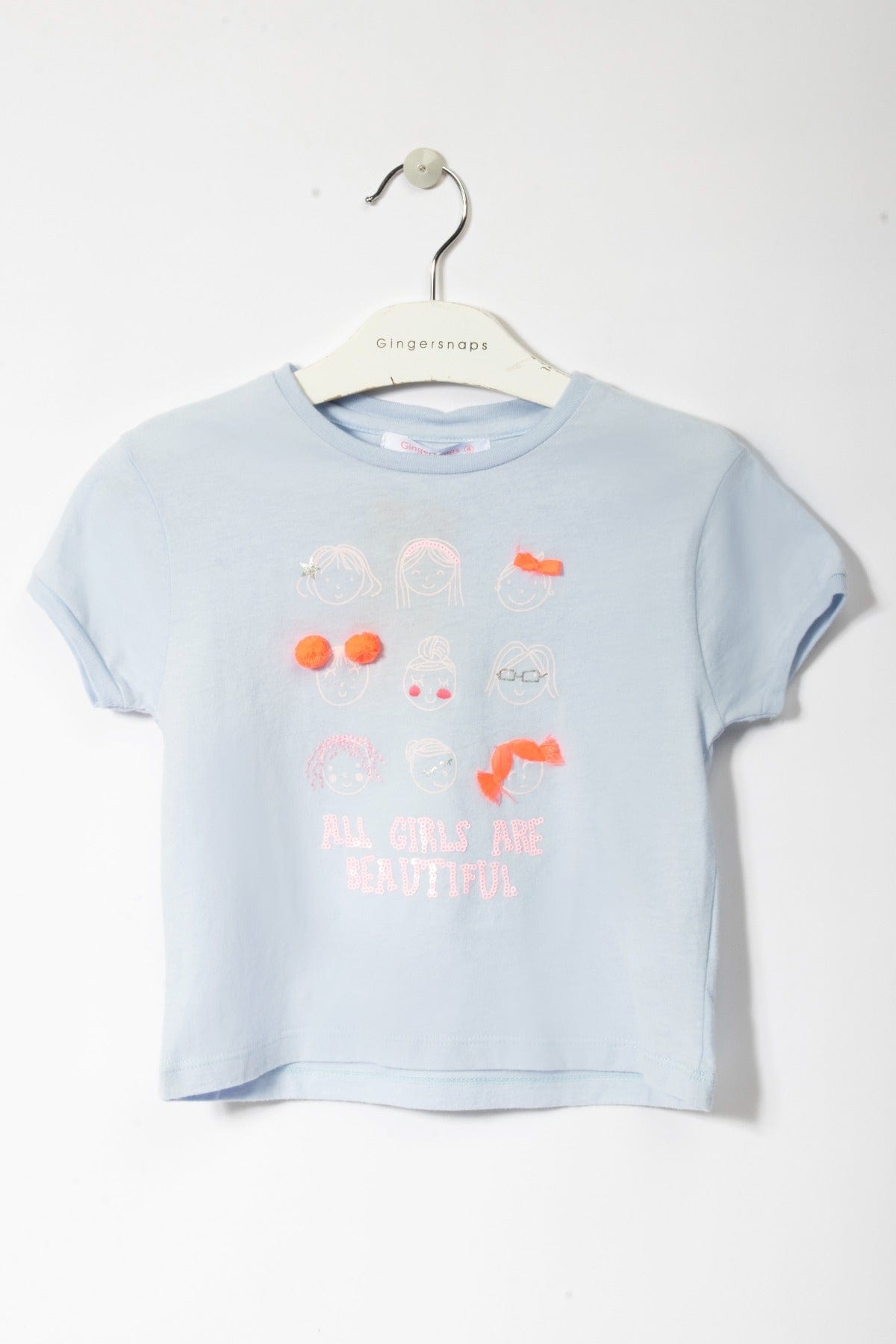 جينجرسنابس تيشيرت مطرز بالخيط كم قصير بناتي أرجواني