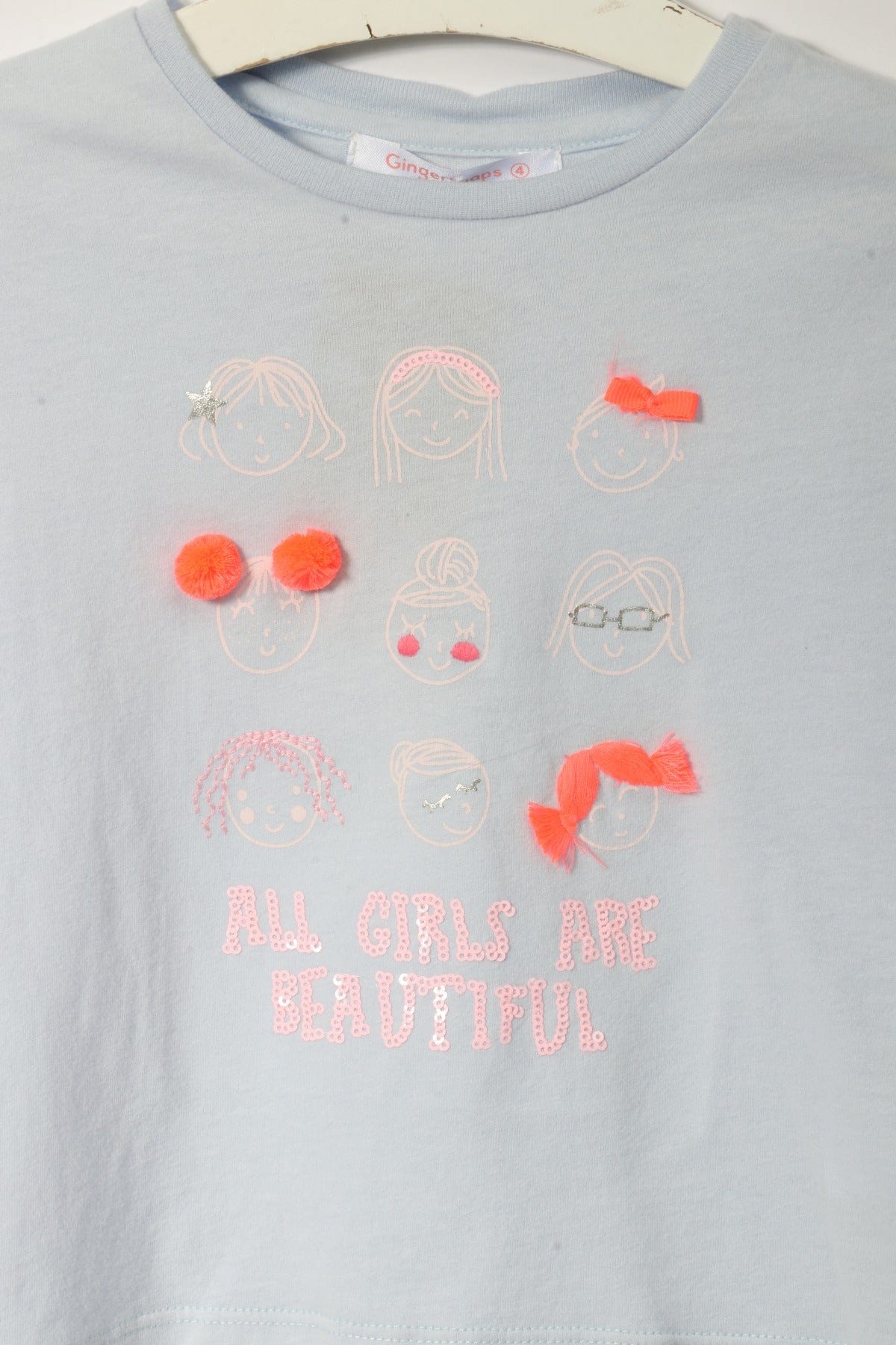 جينجرسنابس تيشيرت مطرز بالخيط كم قصير بناتي أرجواني