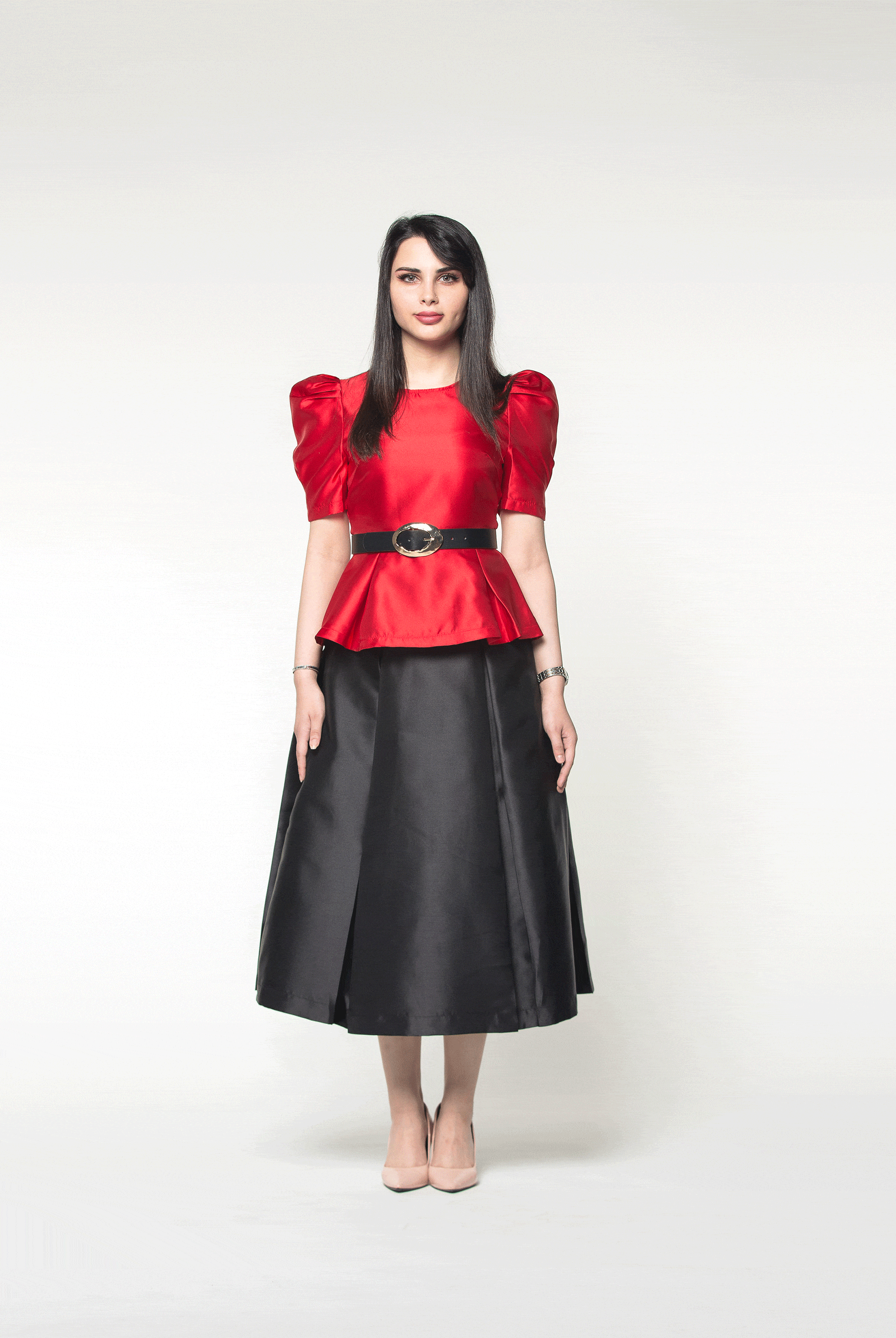 نتشي تنورة ميدي سهرة قماش تفتا سادة ناعمة