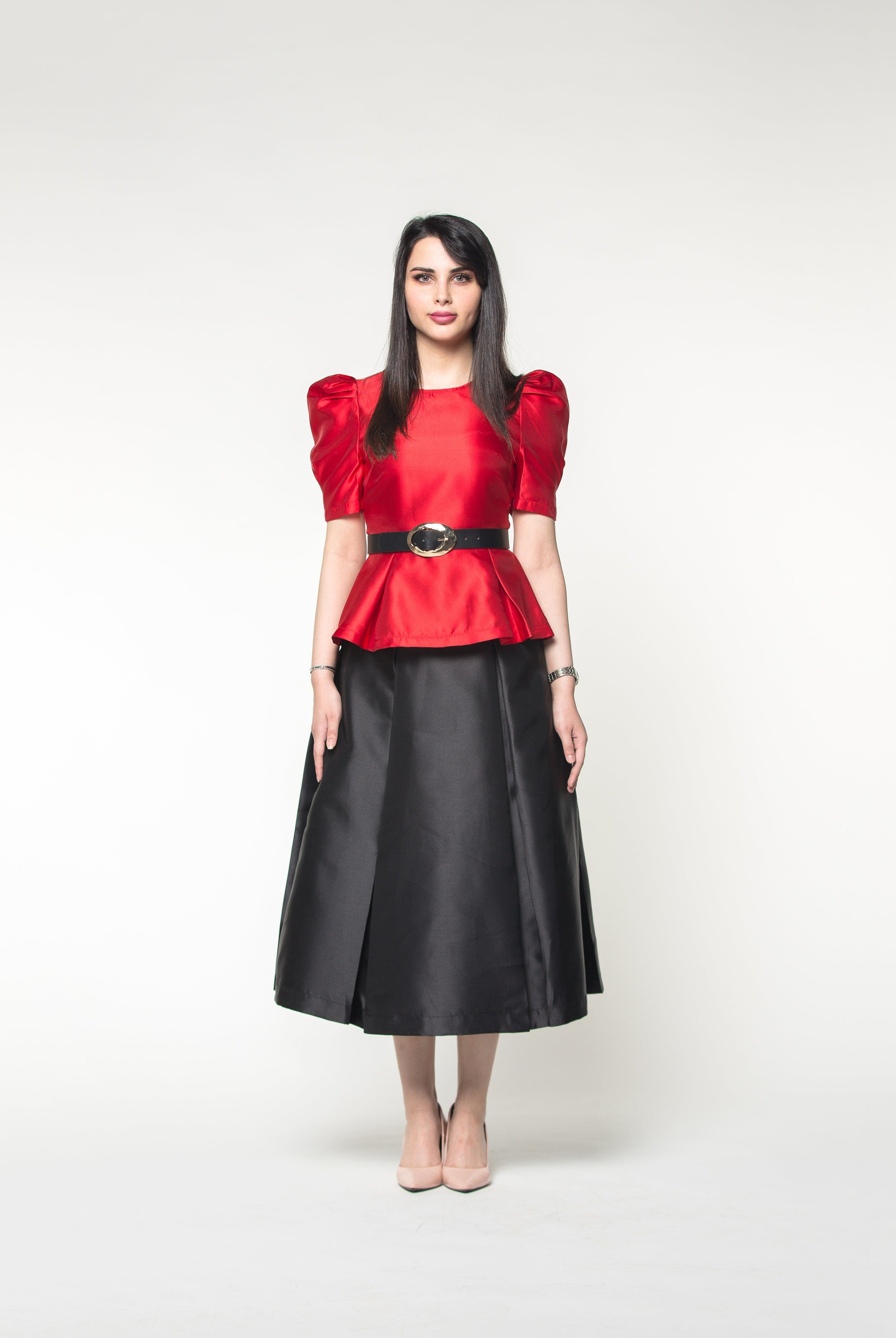 نتشي تنورة ميدي سهرة قماش تفتا سادة ناعمة