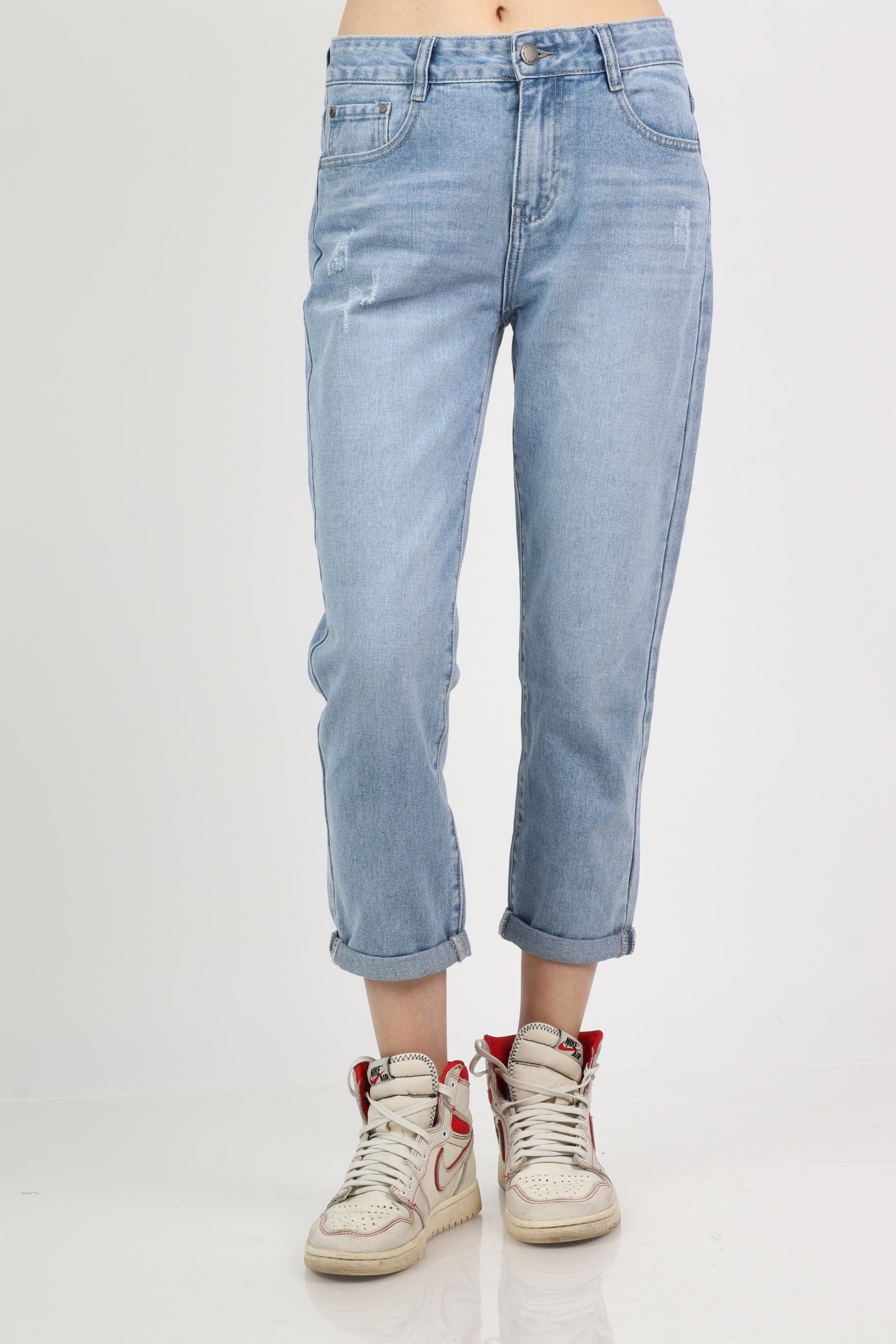 ميكا بنطلون جينز بسحاب وزرار وجيوب طويل نسائي