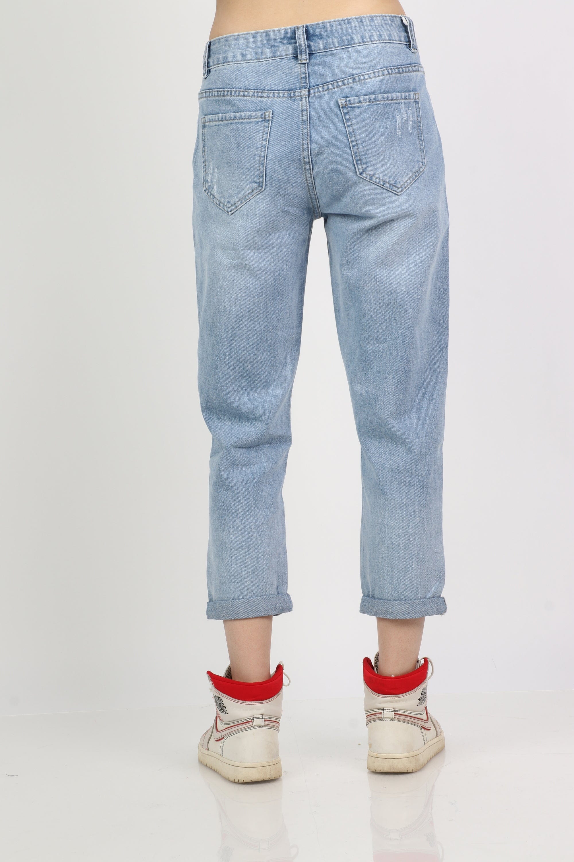 ميكا بنطلون جينز بسحاب وزرار وجيوب طويل نسائي