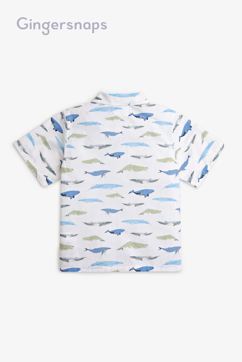 جينجرسنابس بيجامة منقوشة بأزرار أمامية نص كم أولادي أبيض