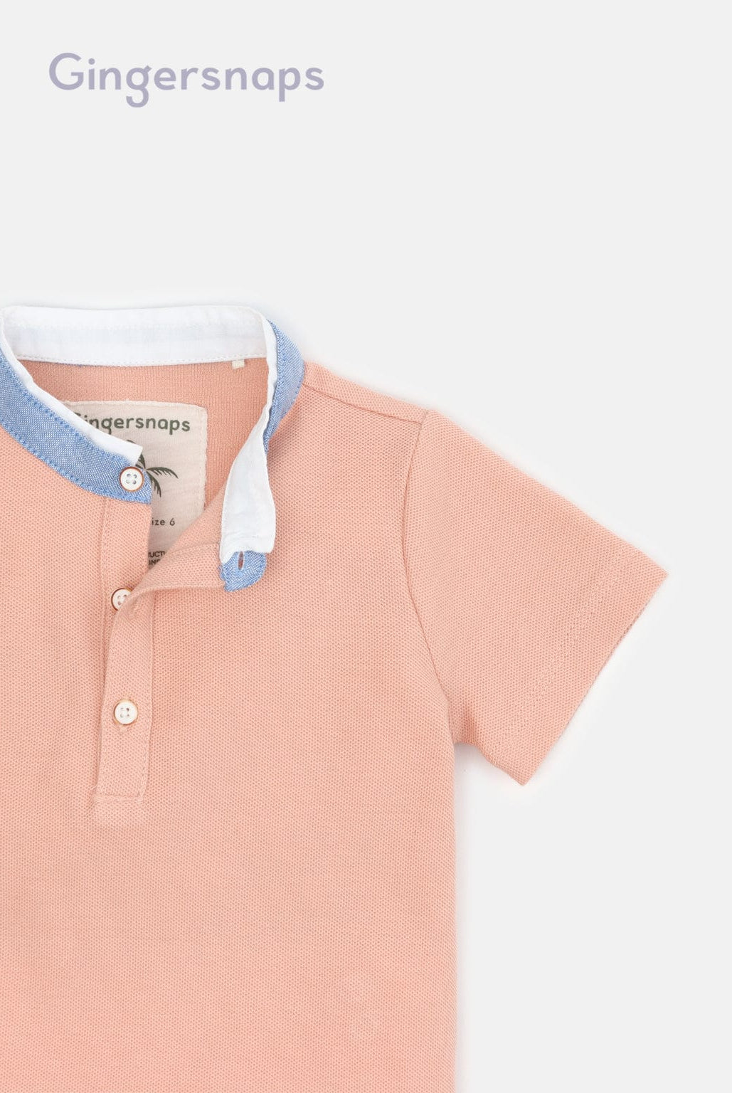 جينجرسنابس تيشيرت أولادي نص رقبة مزين بجينز وردي باهت