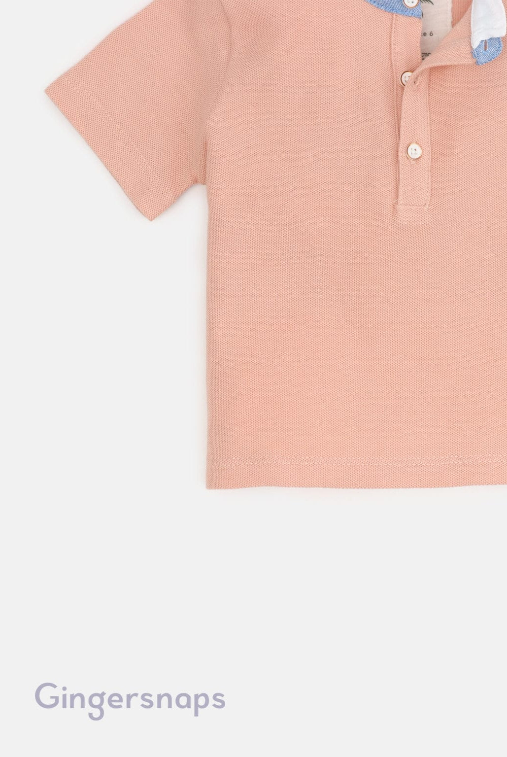 جينجرسنابس تيشيرت أولادي نص رقبة مزين بجينز وردي باهت