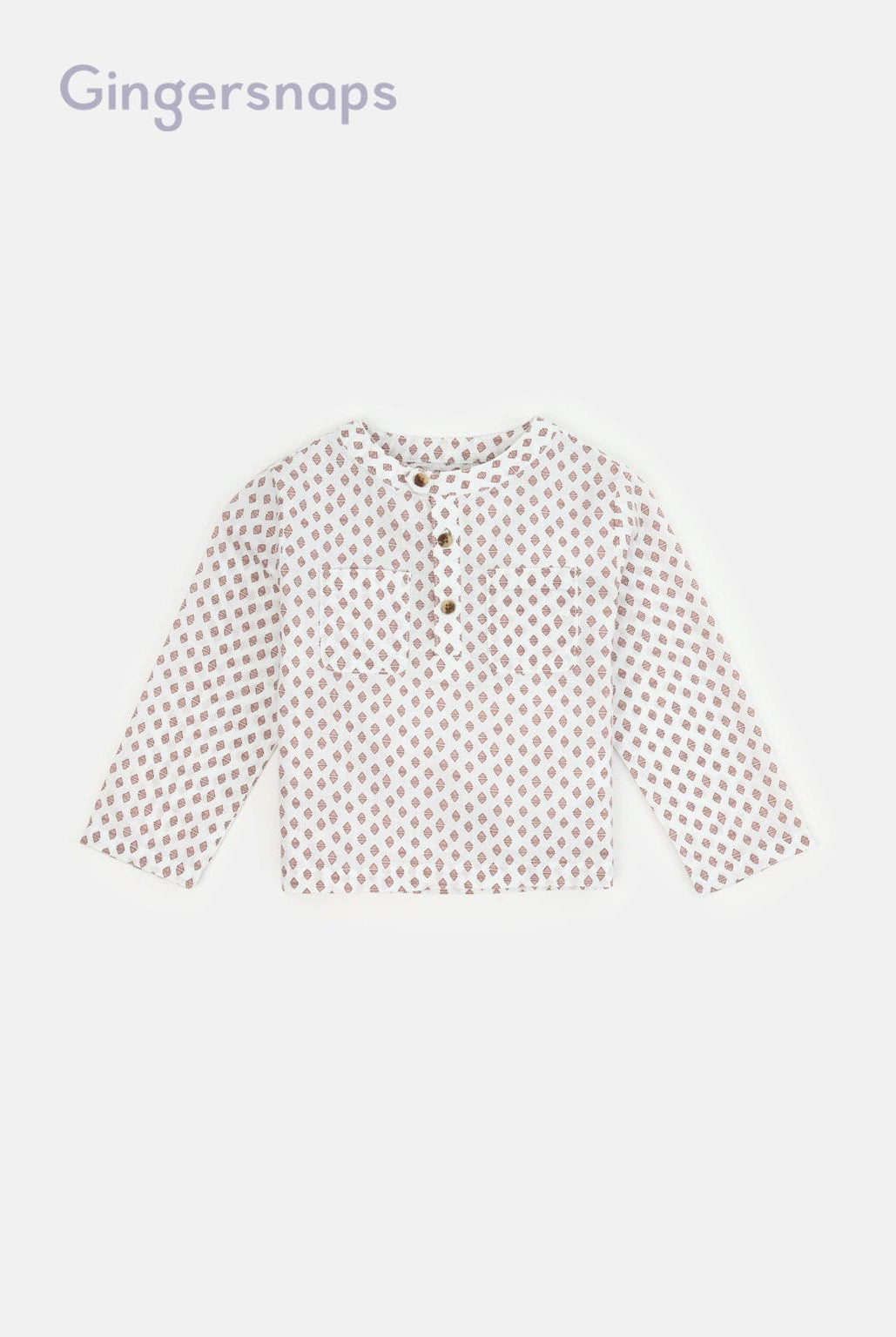 جينجرسنابس قميص بيبي ولادي بنمط عباية بنصف ياقة أبيض