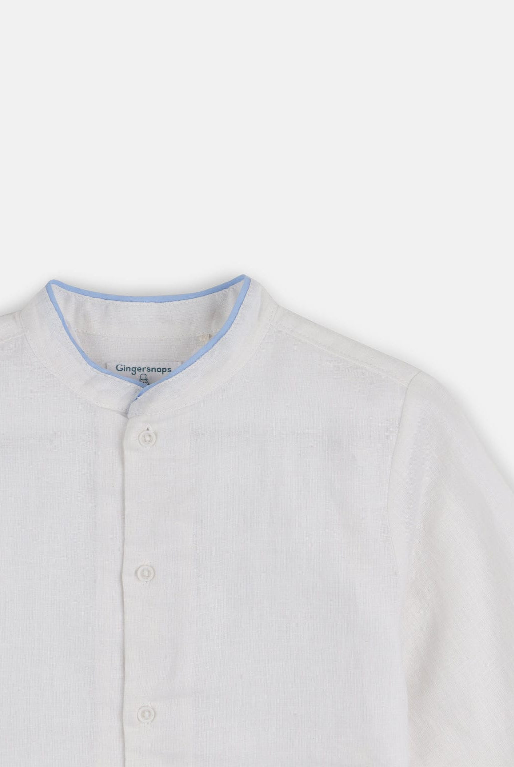 جينجرسنابس قميص ولادي سادة بنص ياقة أبيض