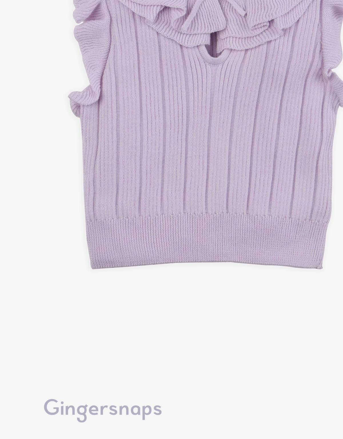 جينجرسنابس بلوزة مضلعة كت مكشكشة مع ياقة بناتي أرجواني