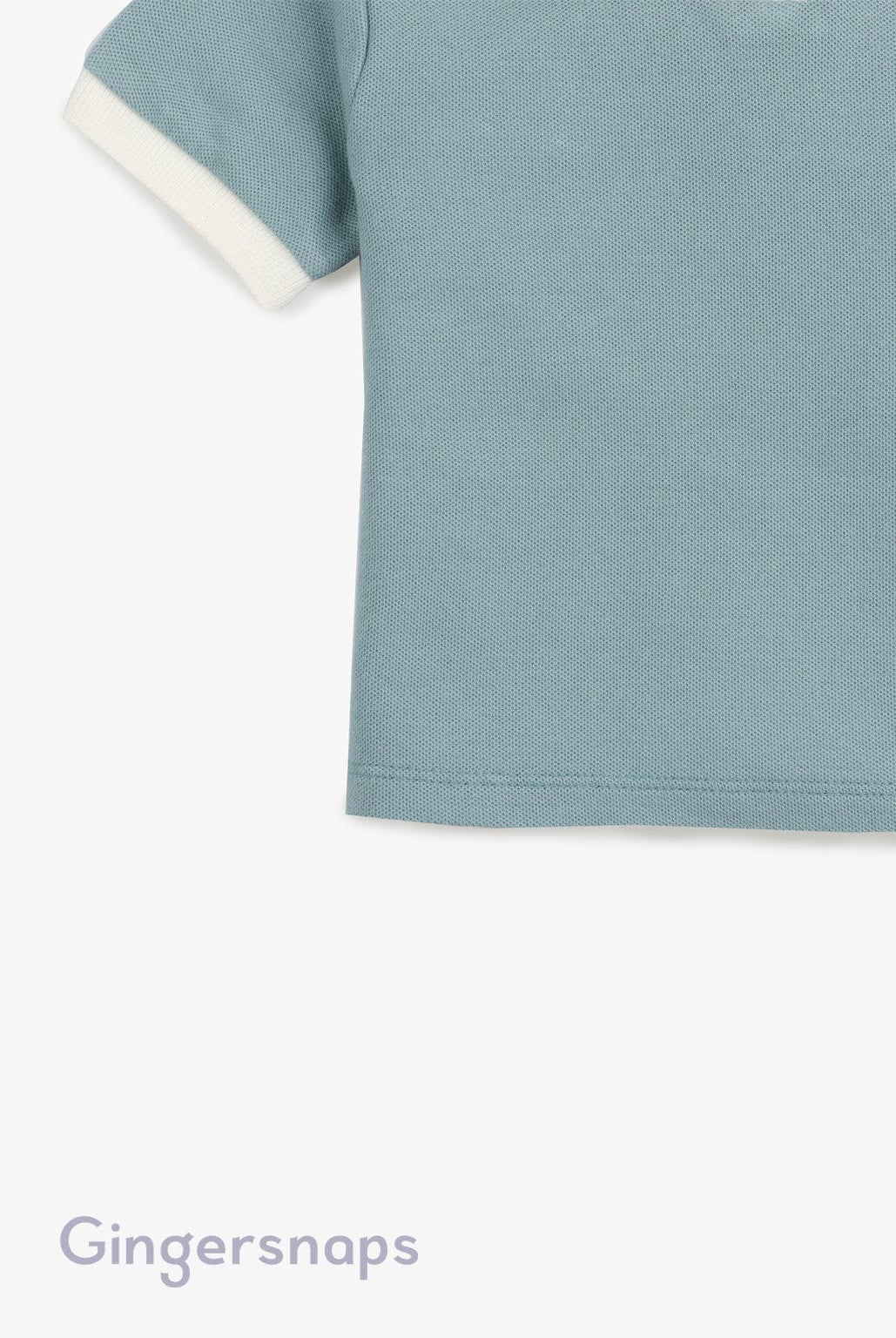 جينجرسنابس تي شيرت بولو للأولاد الرضع سادة بياقة مطاطية مخططة أخضر