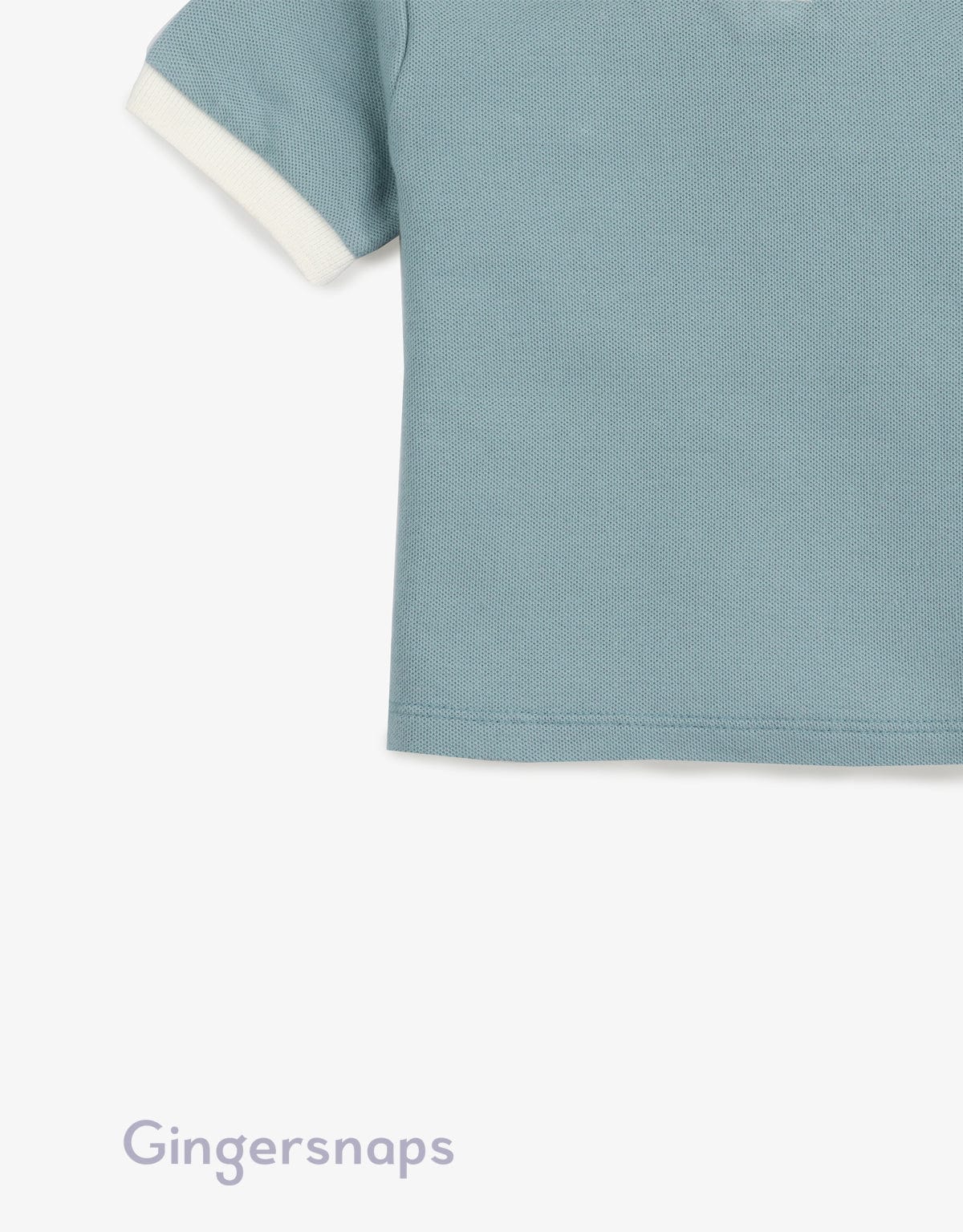 جينجرسنابس تي شيرت بولو للأولاد الرضع سادة بياقة مطاطية مخططة أخضر