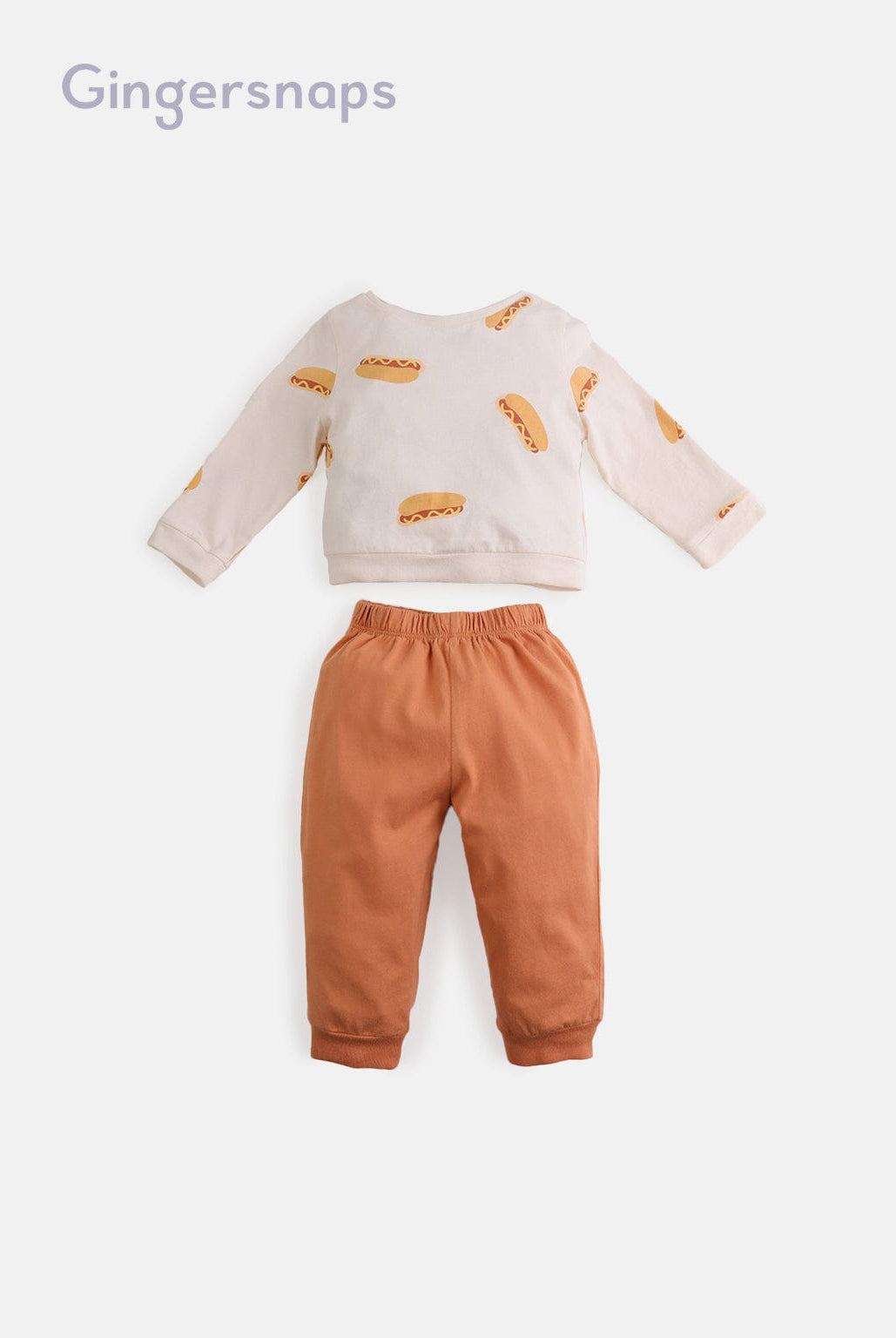 جينجرسنابس طقم ملابس نوم للأولاد بطبعة ساندوتشات على الصدر متعدد الألوان