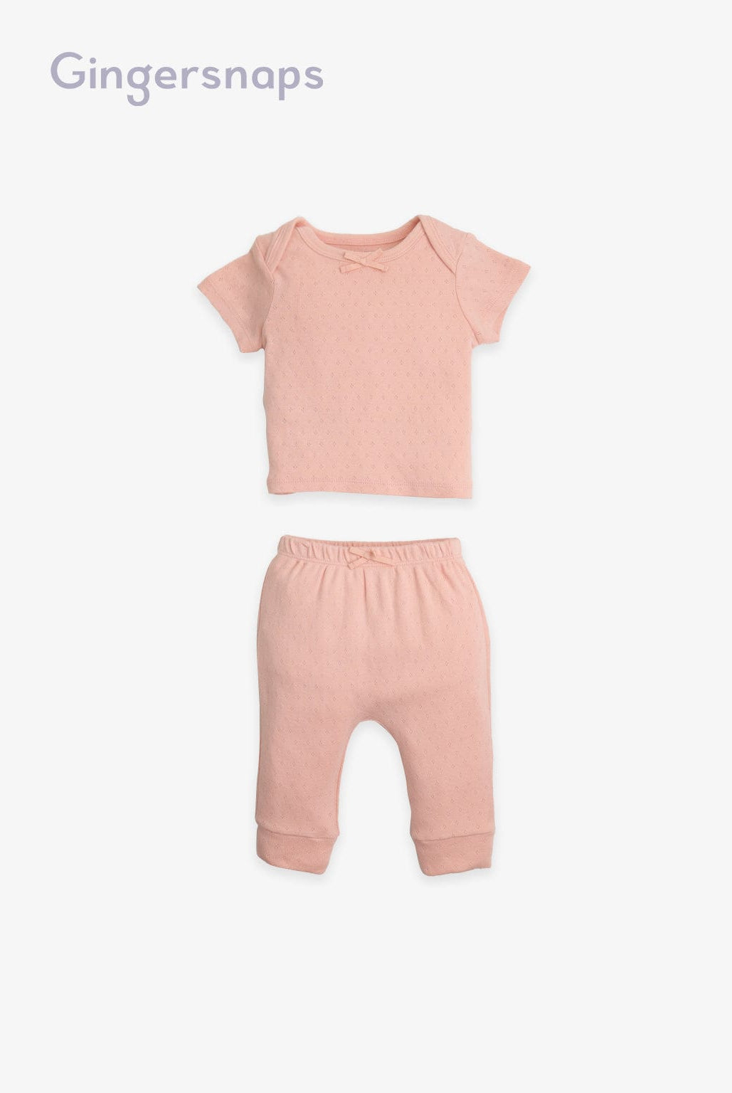 جينجرسنابس طقم بلوزة نص كم وبنطلون سادة أطفال مواليد أحمر بنفسجي