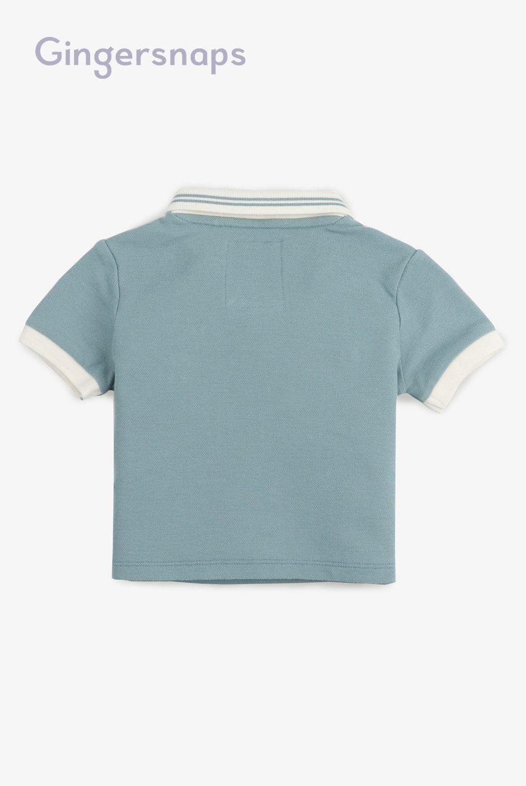 جينجرسنابس تي شيرت بولو للأولاد الرضع سادة بياقة مطاطية مخططة أخضر