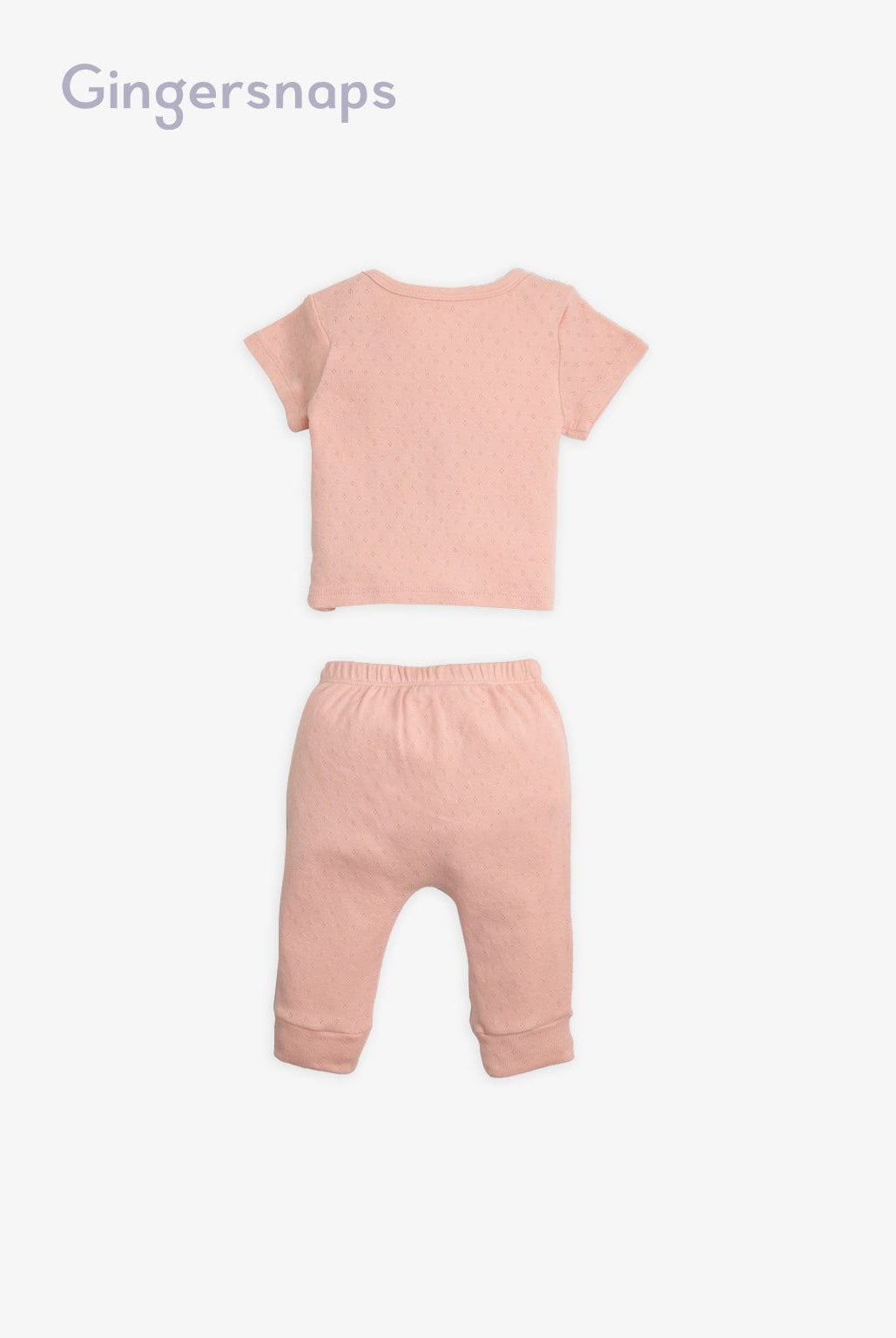 جينجرسنابس طقم بلوزة نص كم وبنطلون سادة أطفال مواليد أحمر بنفسجي